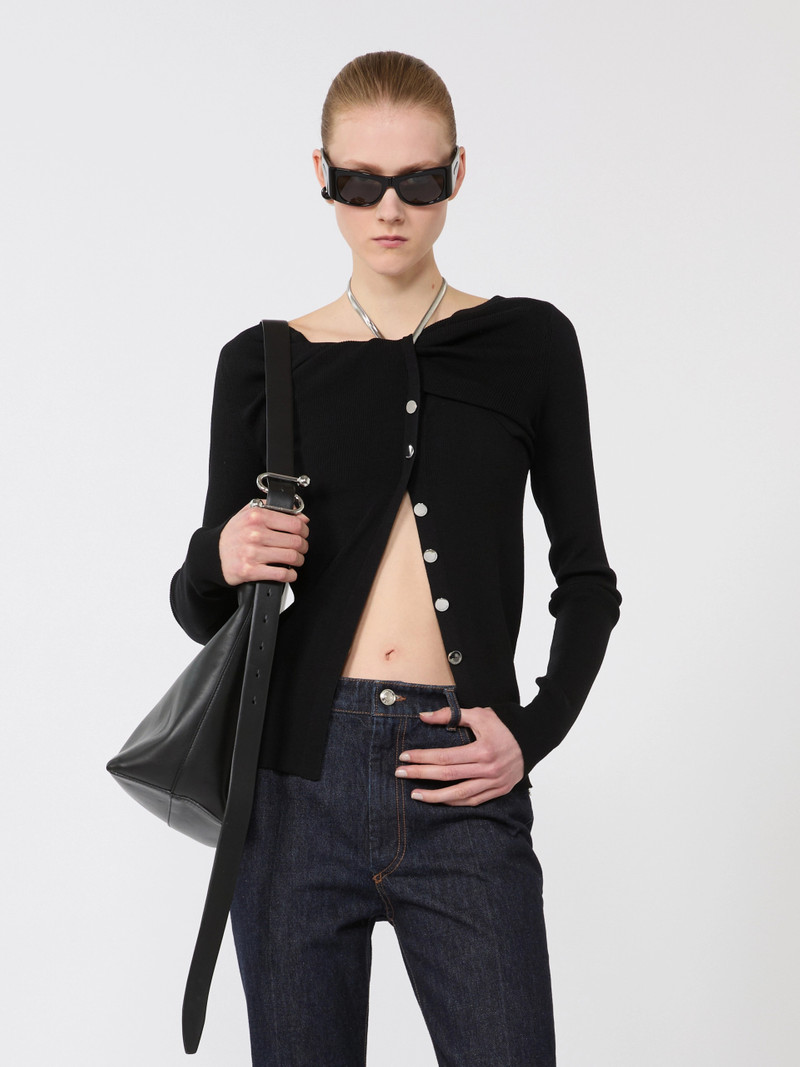 TROFEO Wool cardigan with chain - BLACK 5
