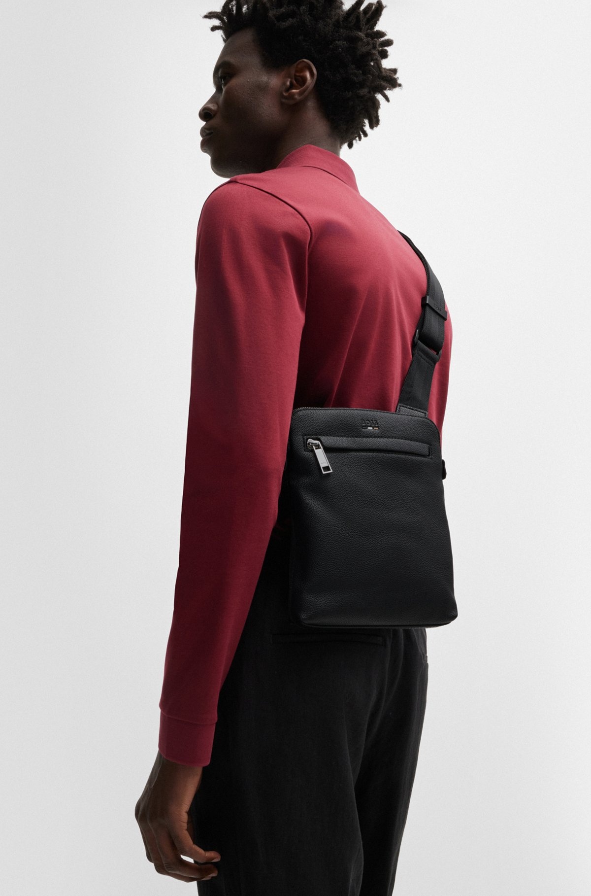 FAUX-LEATHER ENVELOPE BAG WITH LOGO AND SIGNATURE STRIPE - 4