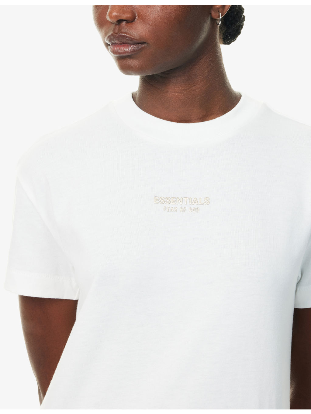 Embossed-Branding Round-Neck Cotton-Blend T-Shirt - 5