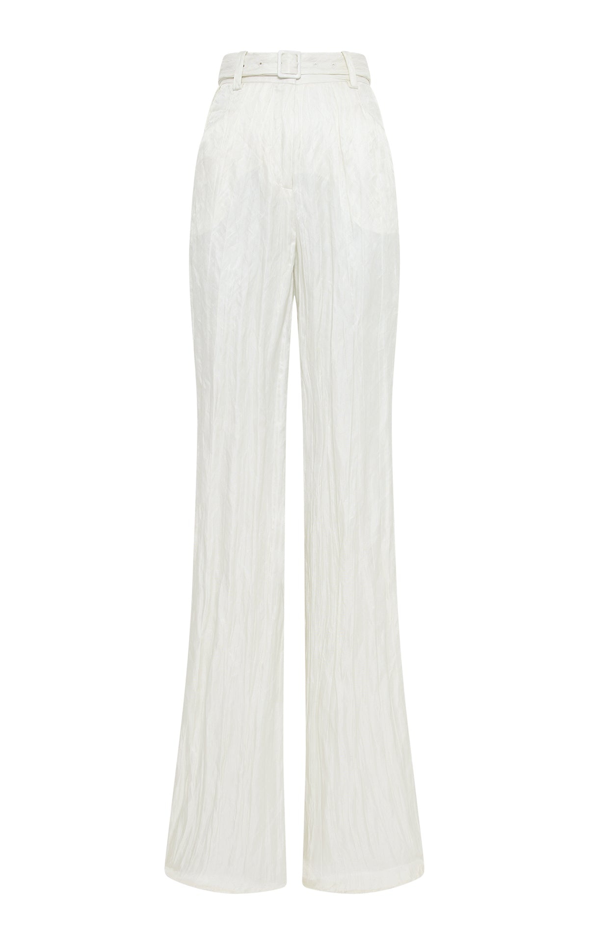 Norman Wide-Leg Pant in Ivory Metallic Crinkled Silk - 1