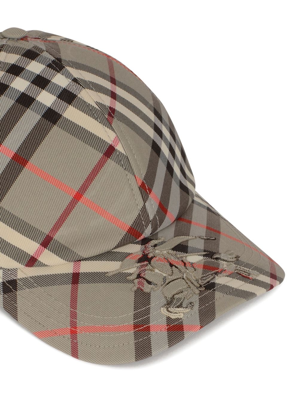 check-pattern embroidered cap - 4