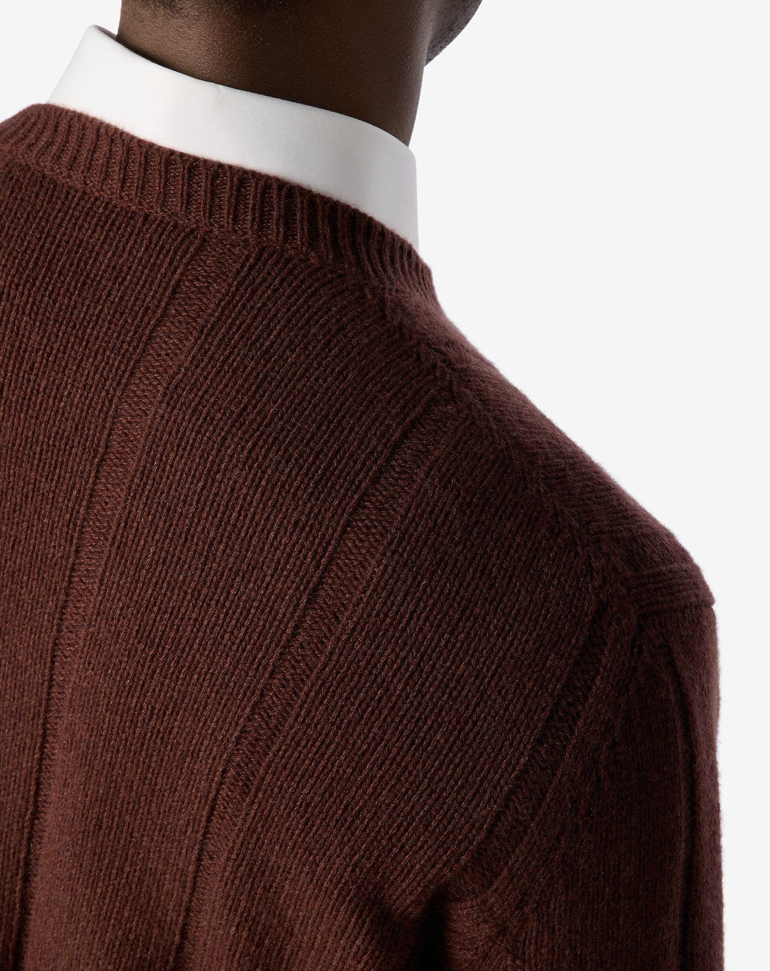 Burnt brown crew neck eco-cashmere jumper - 5