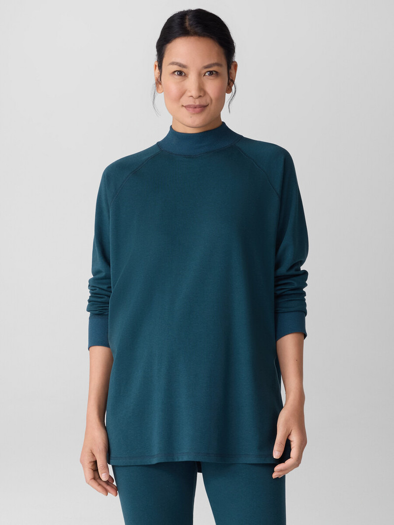 Cozy Brushed Terry Mock Neck Long Top 3