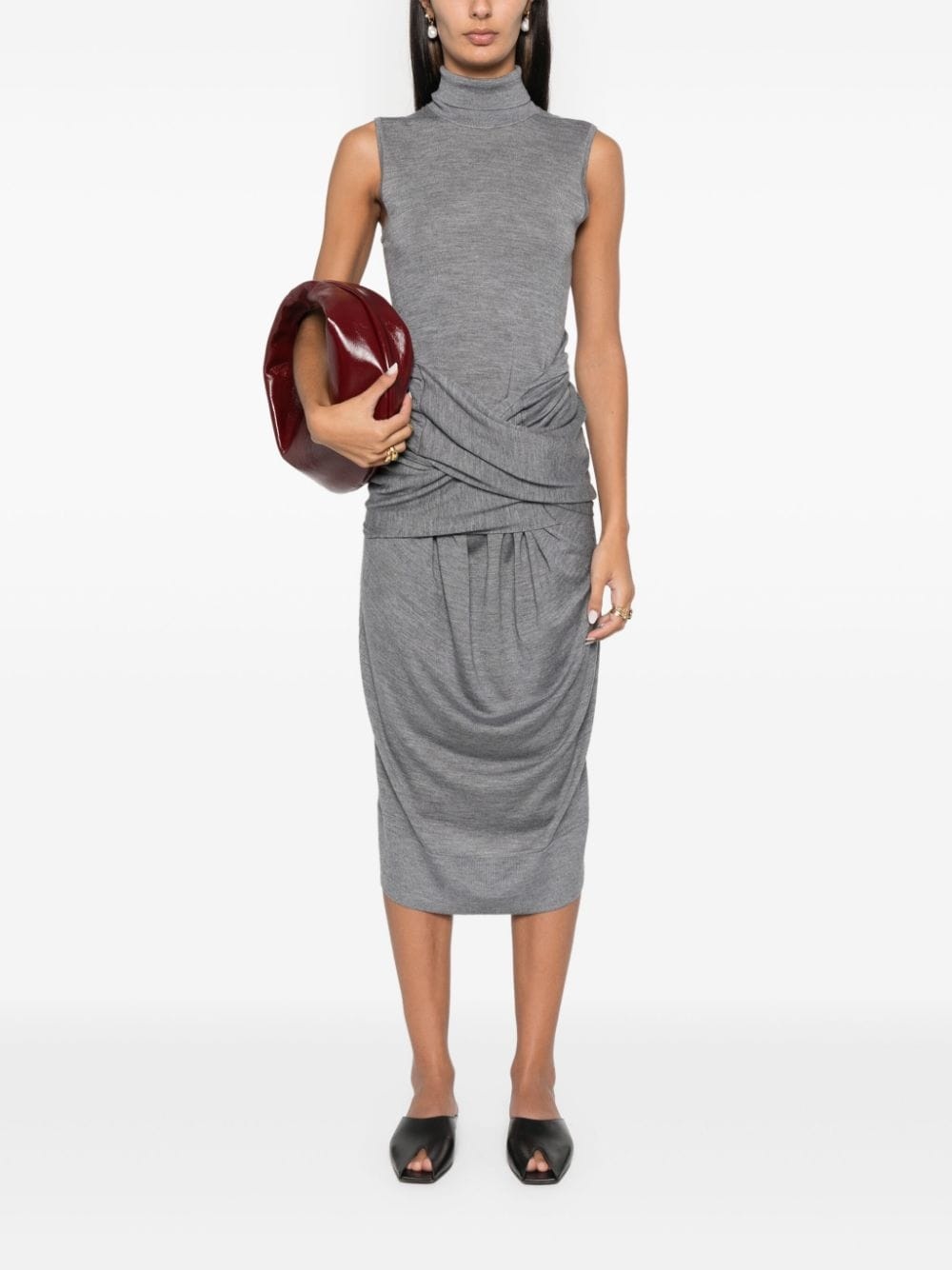 draped midi dress - 2