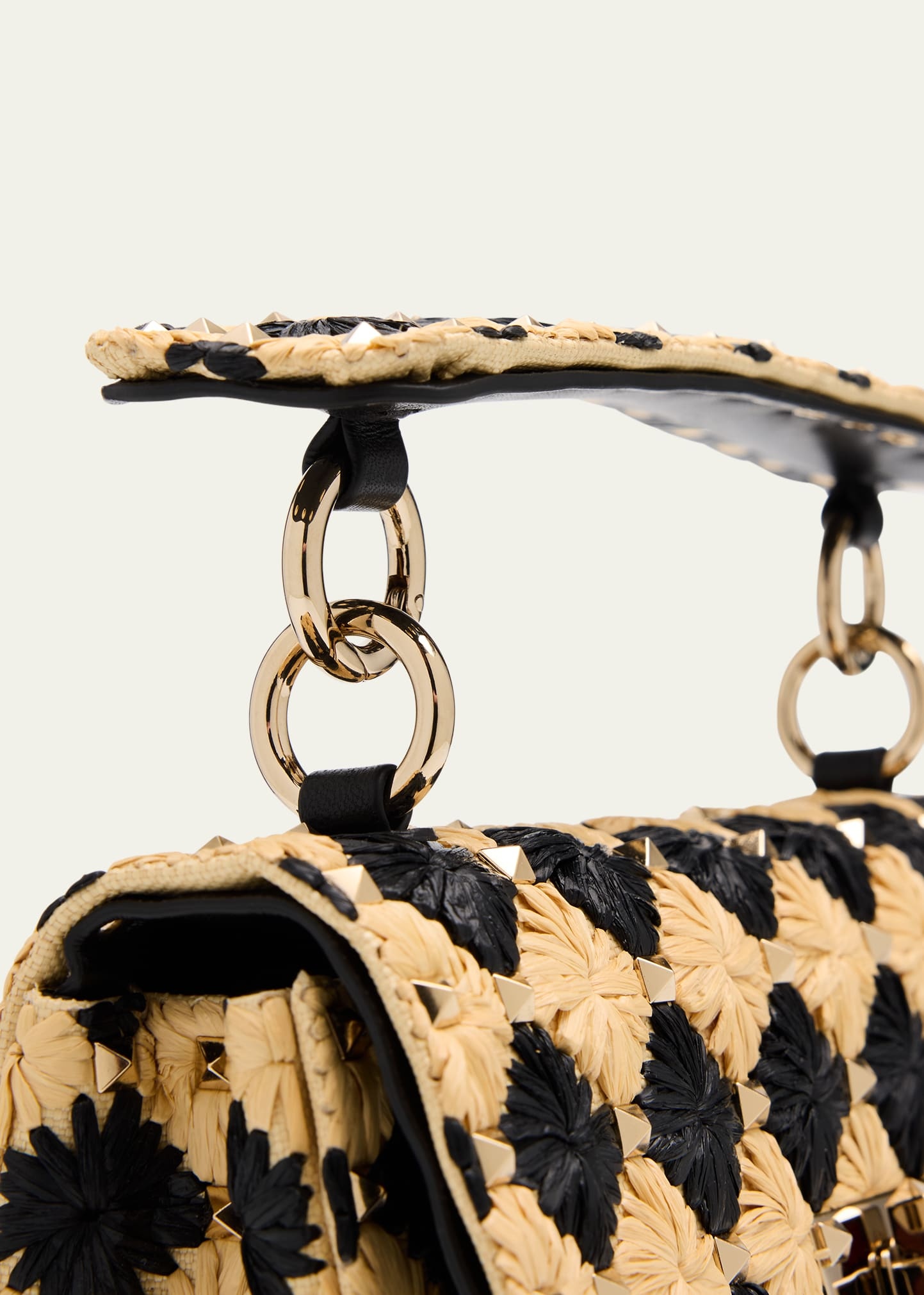 Rockstud Checkered Woven Shoulder Bag - 5