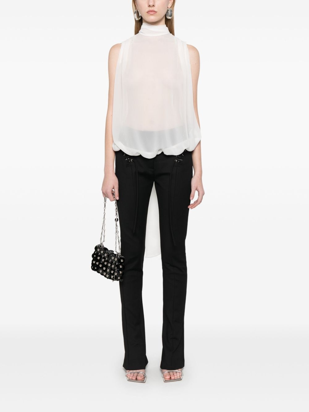 lace-up detail trousers - 2