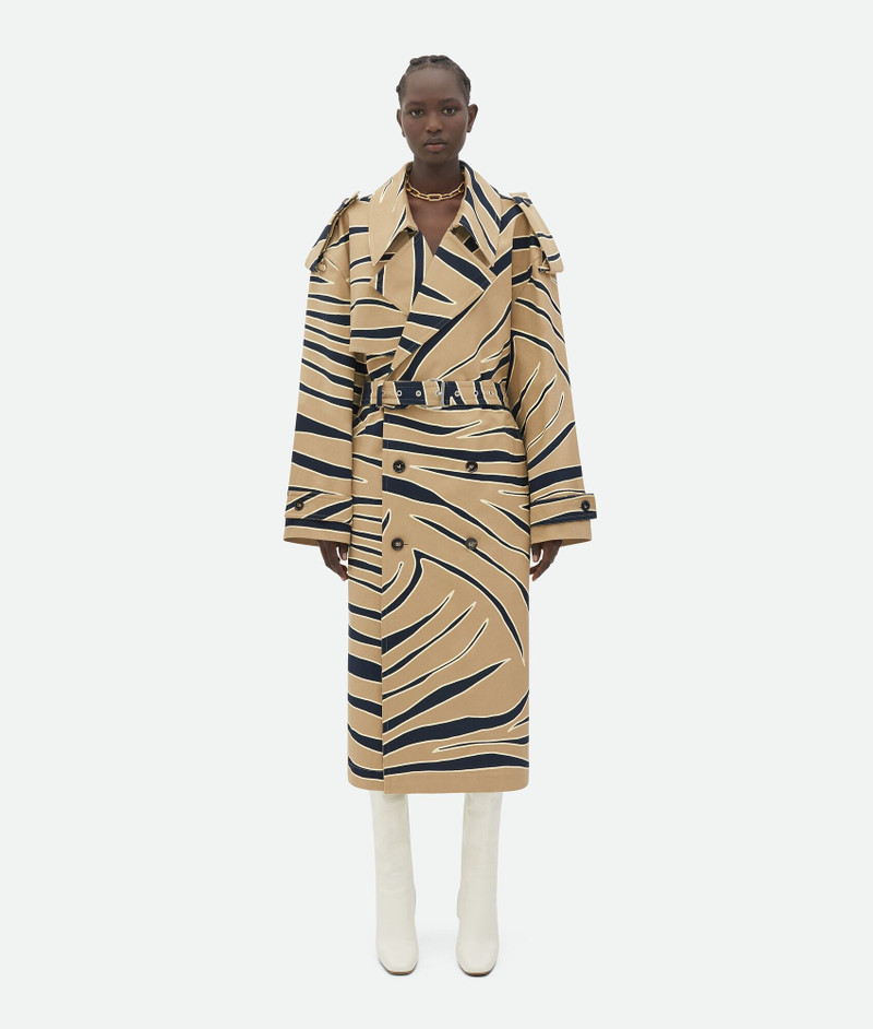 Animal Print Cotton Trench Coat 1