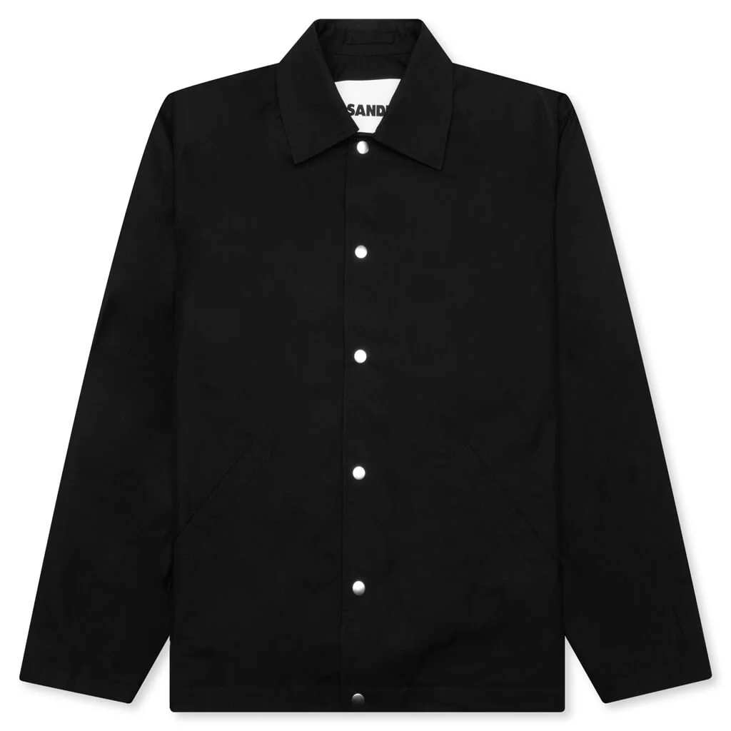 LOGO PRINT SHIRT JACKET - BLACK - 1