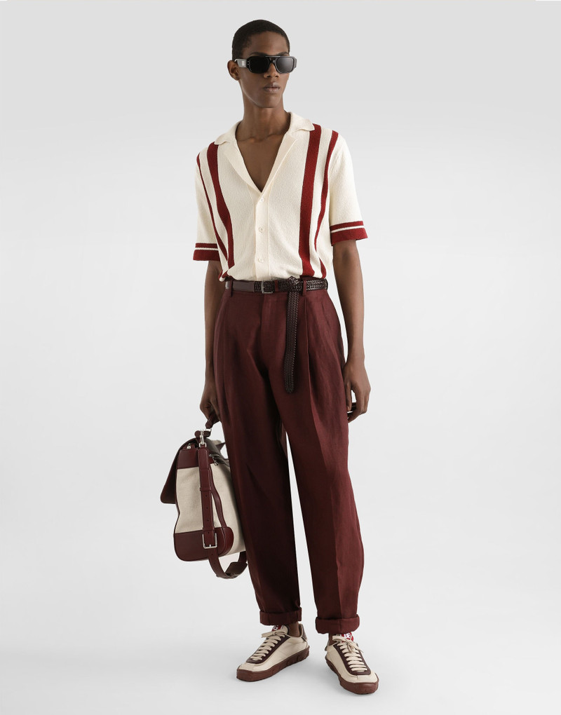 Dolce & Gabbana Cotton knit polo-shirt with inlaid stripe outlook