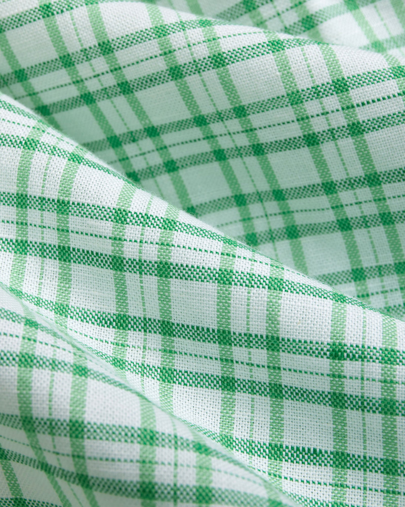 GREEN CHECK COTTON/LINEN SHORT SLEEVE SPORT SHIRT - CLASSIC FIT 3