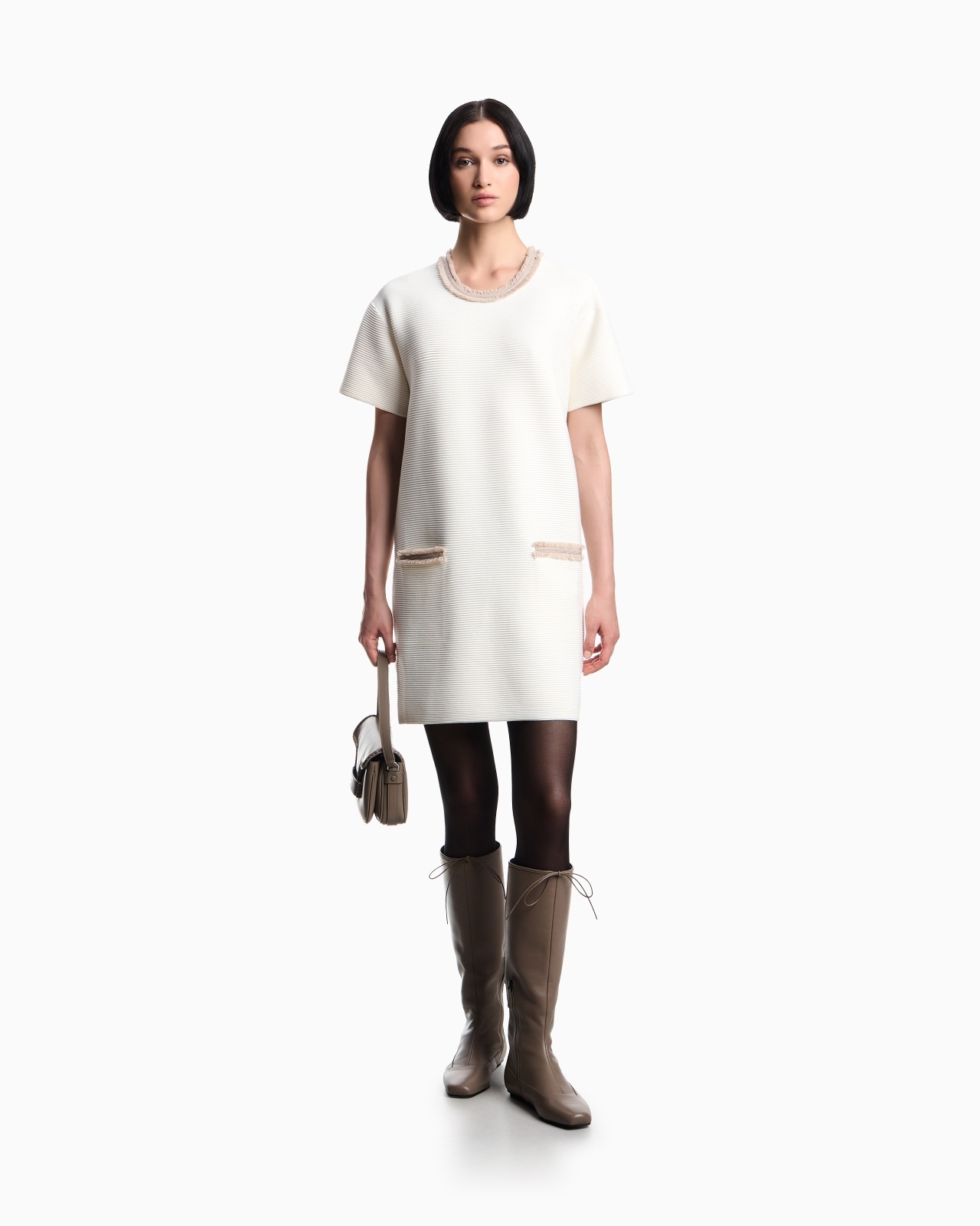 OTTOMAN FABRIC DRESS WITH FRINGED DETAILS - 2