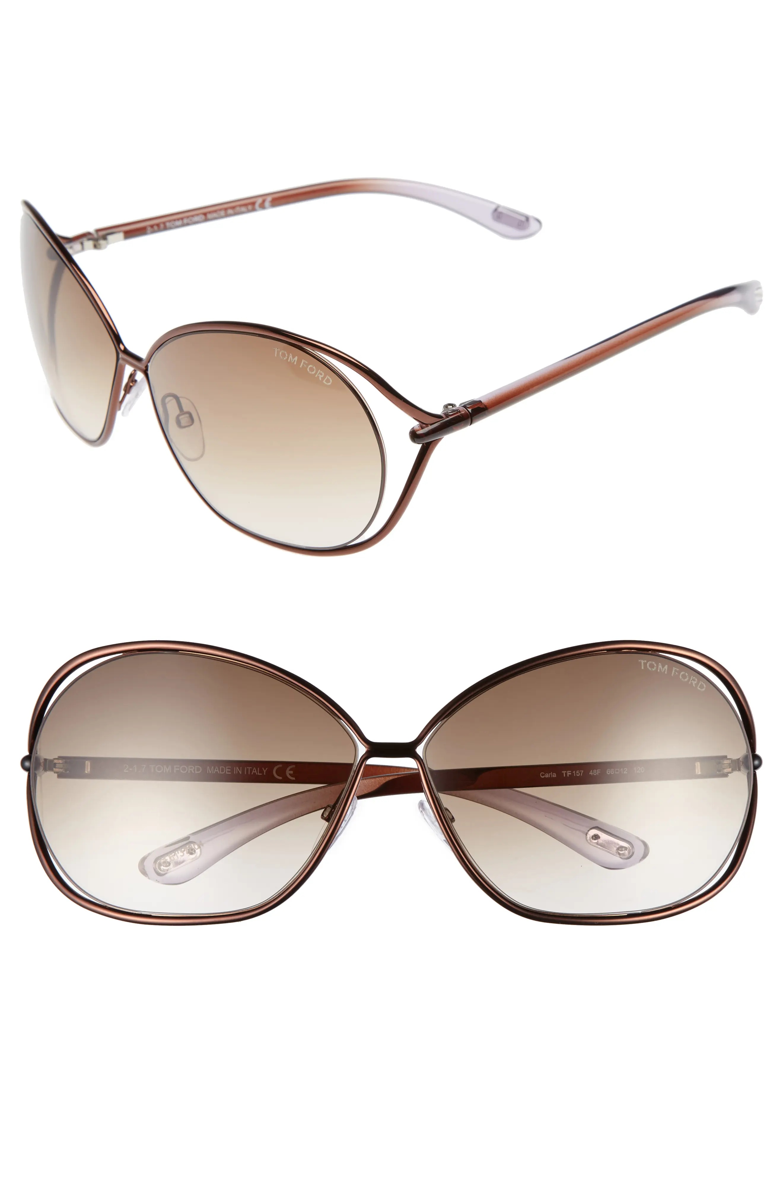 Carla 66mm Oversized Round Metal Sunglasses in Brown/Brown - 1