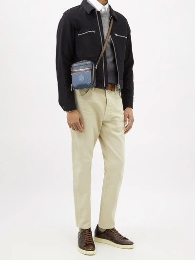 Berluti Miles crest-logo canvas and leather messenger bag outlook