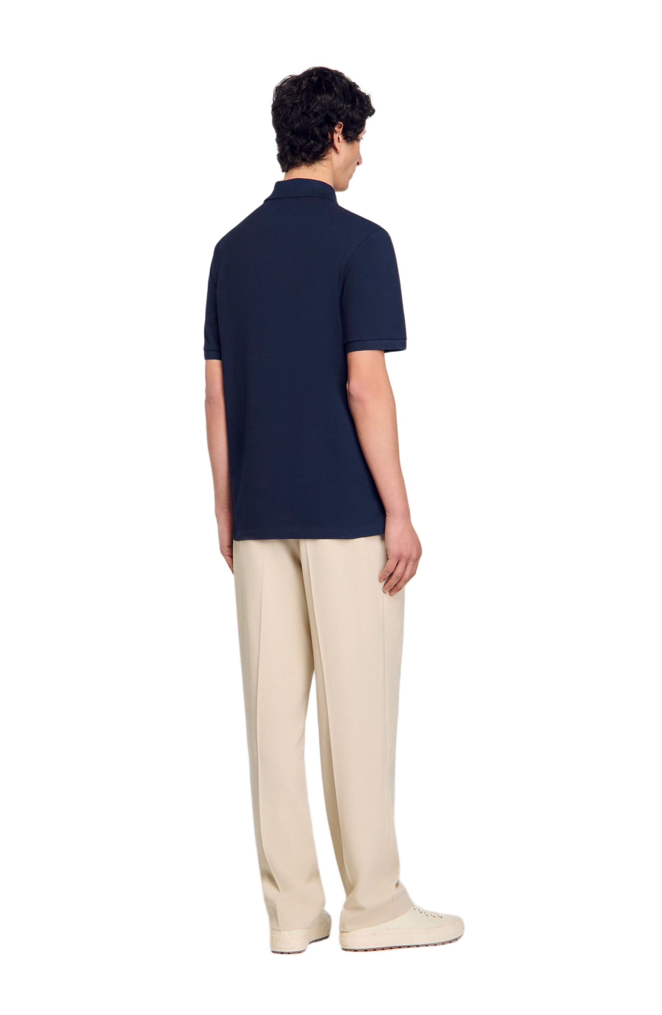 SANDRO Polo shirt with flower patch in Midnight Blue at Nordstrom - 2