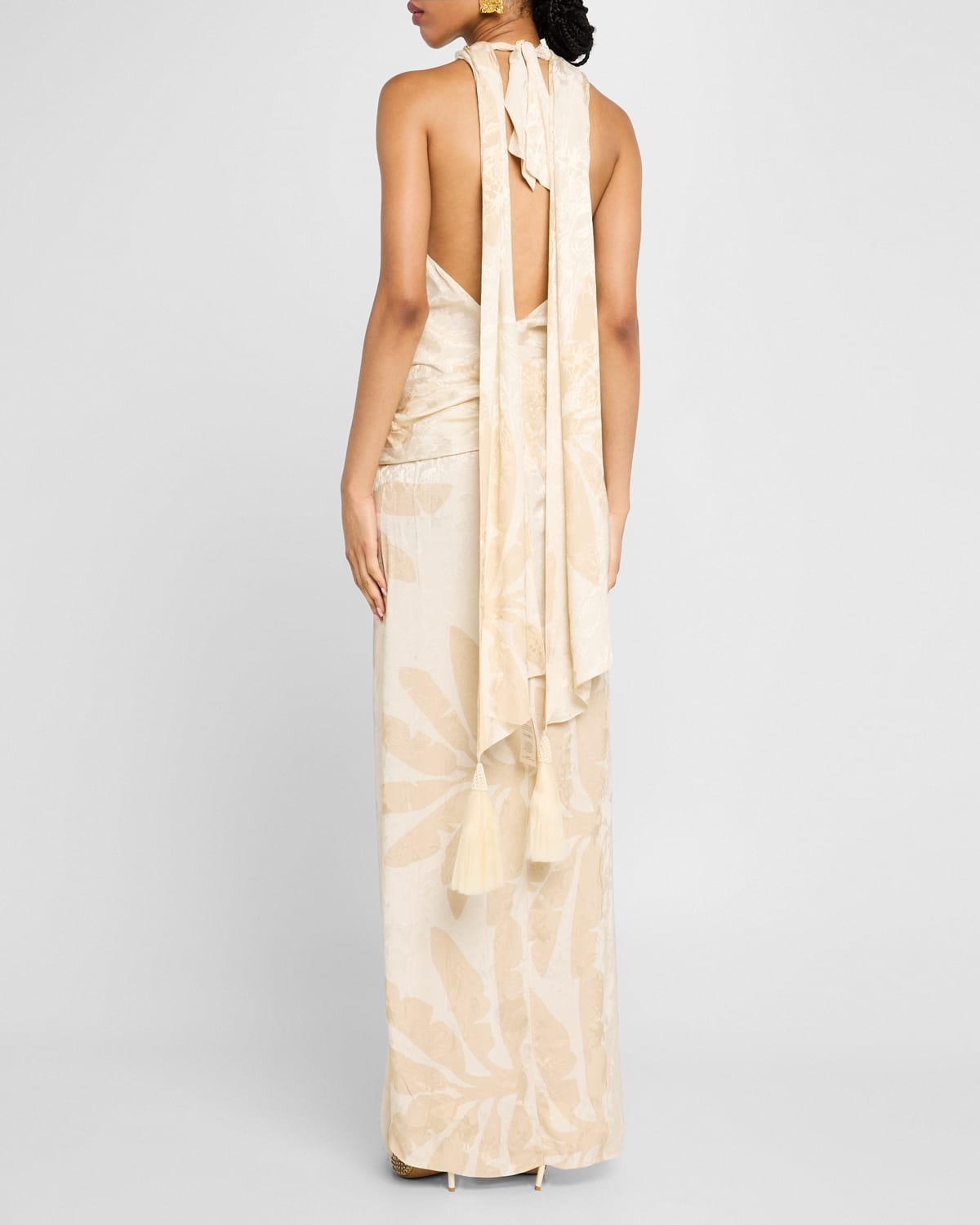 Summer Counts Plunging Halter Maxi Dress With Scarf - 3