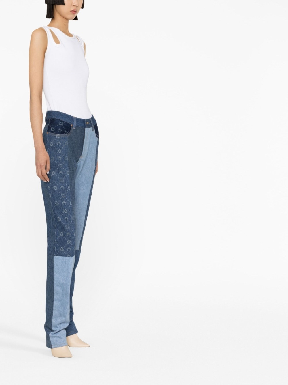 straight-leg patchwork jeans - 3