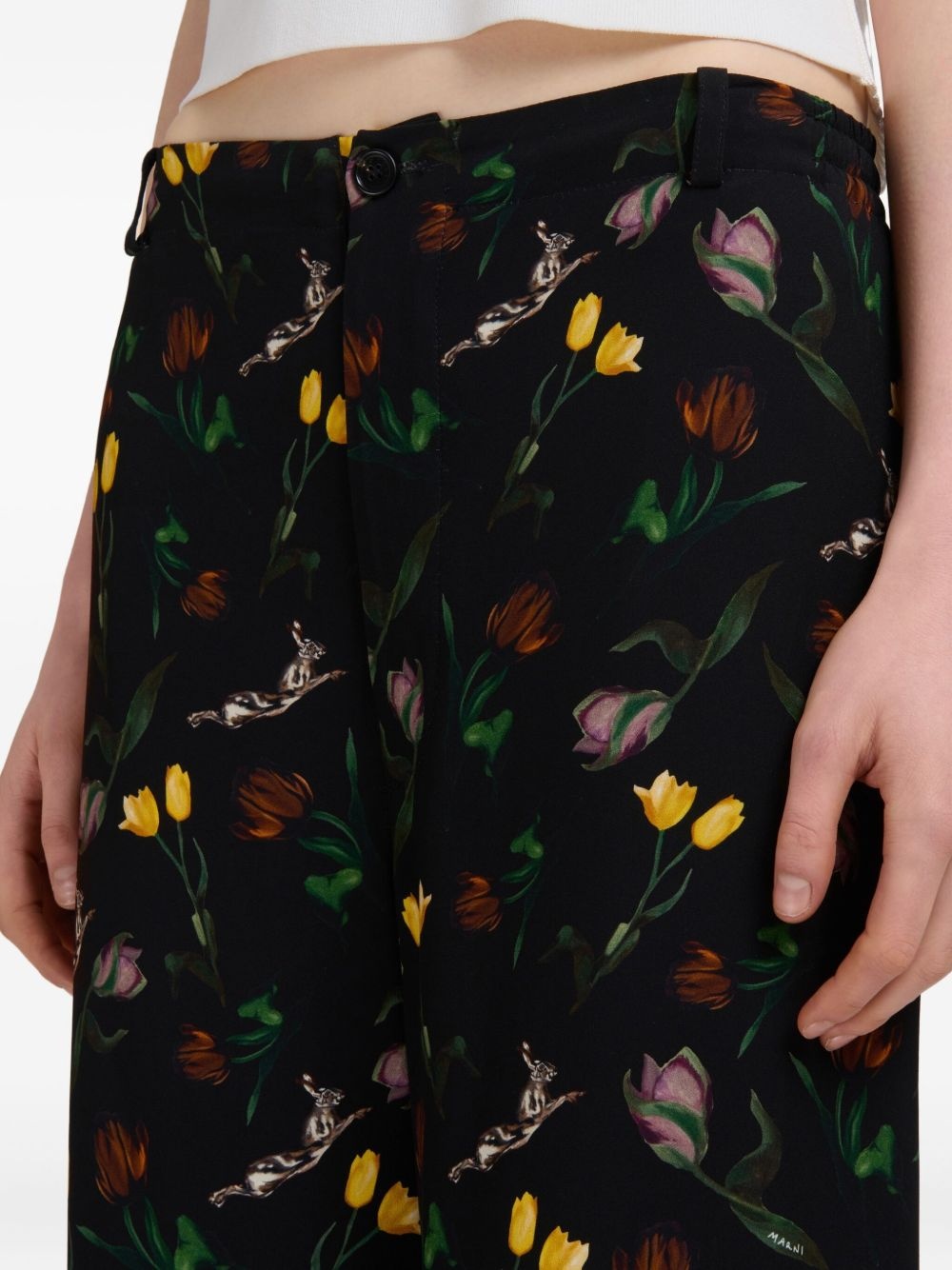 floral-print wide-leg trousers - 4