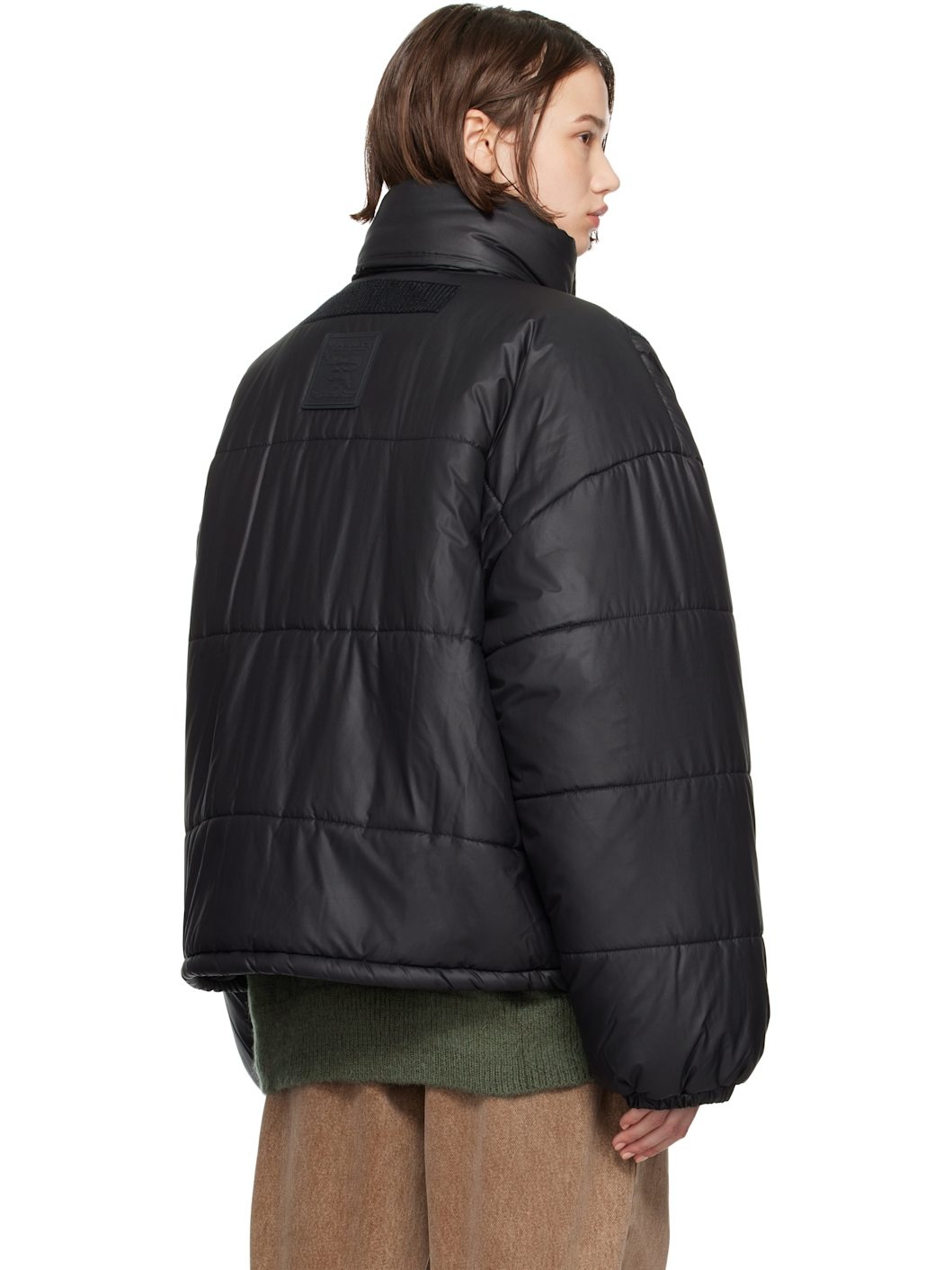 Black Velcro Puffer Jacket - 3