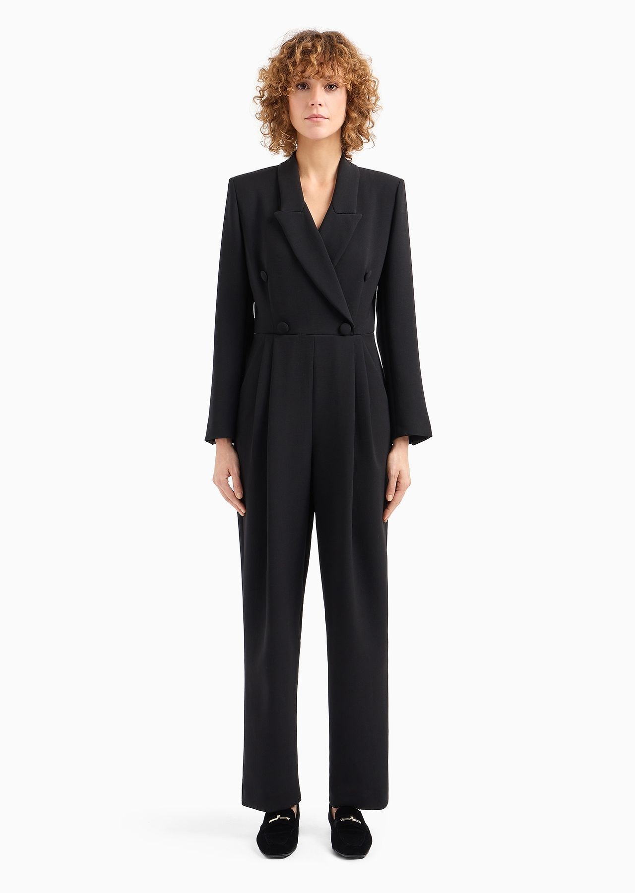 EMPORIO ARMANI Two piece effect jumpsuit with technical crepe lapels REVERSIBLE