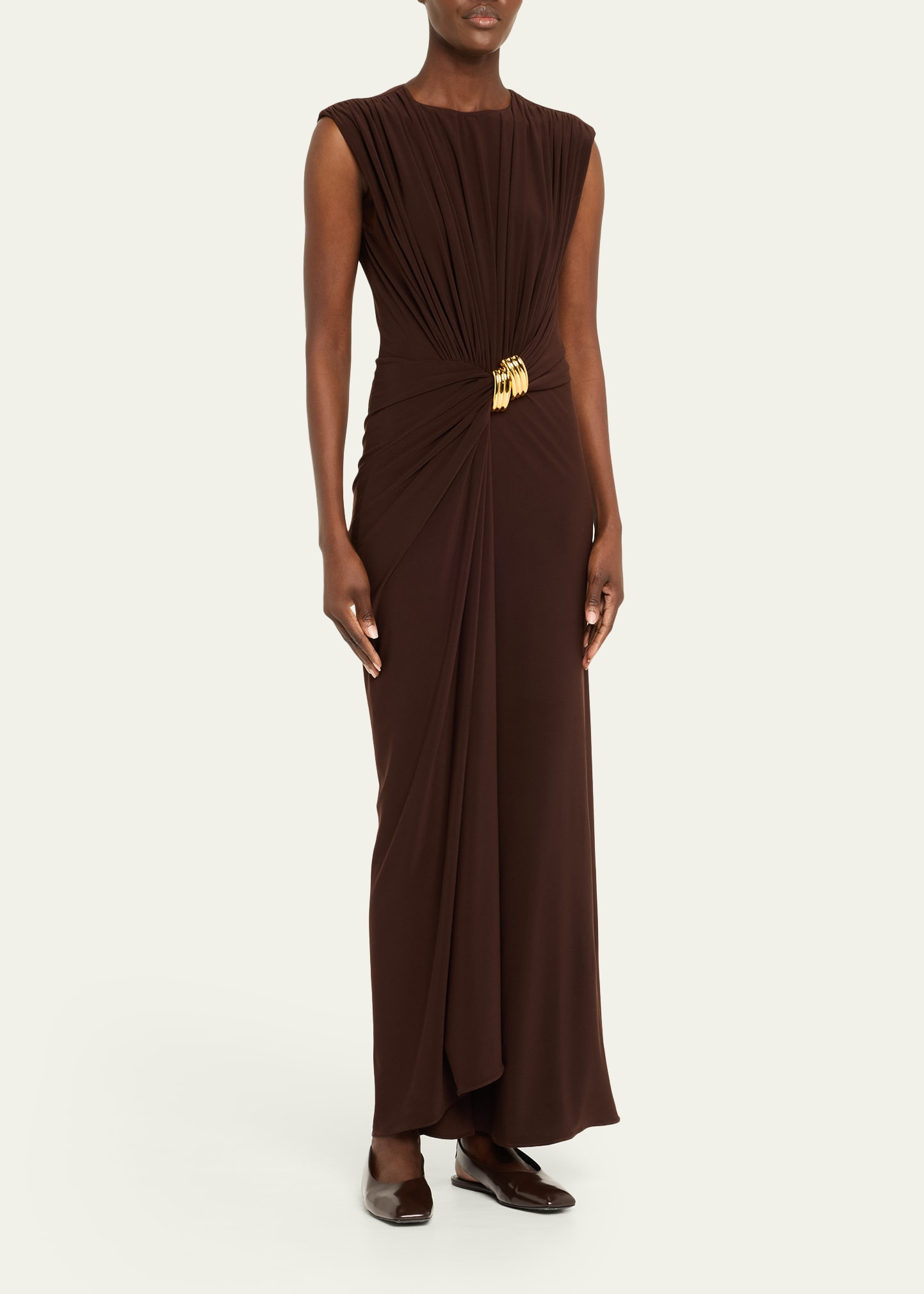 Serena Swirl Draped Midi Dress - 4