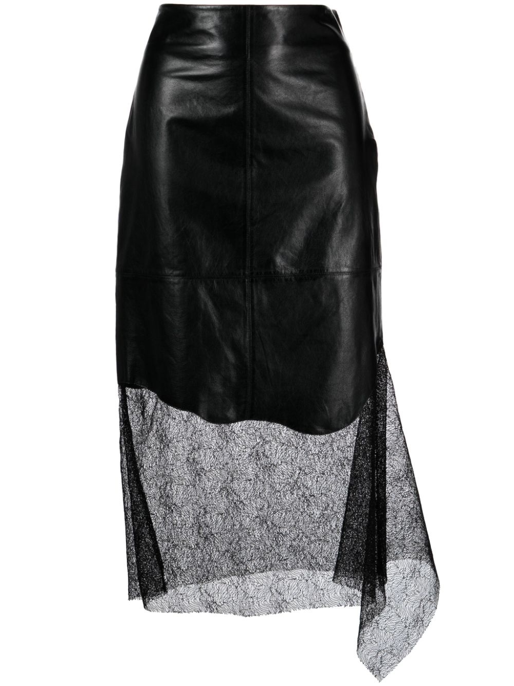 Helmut Lang lace-trimmed leather skirt | farfetch | REVERSIBLE