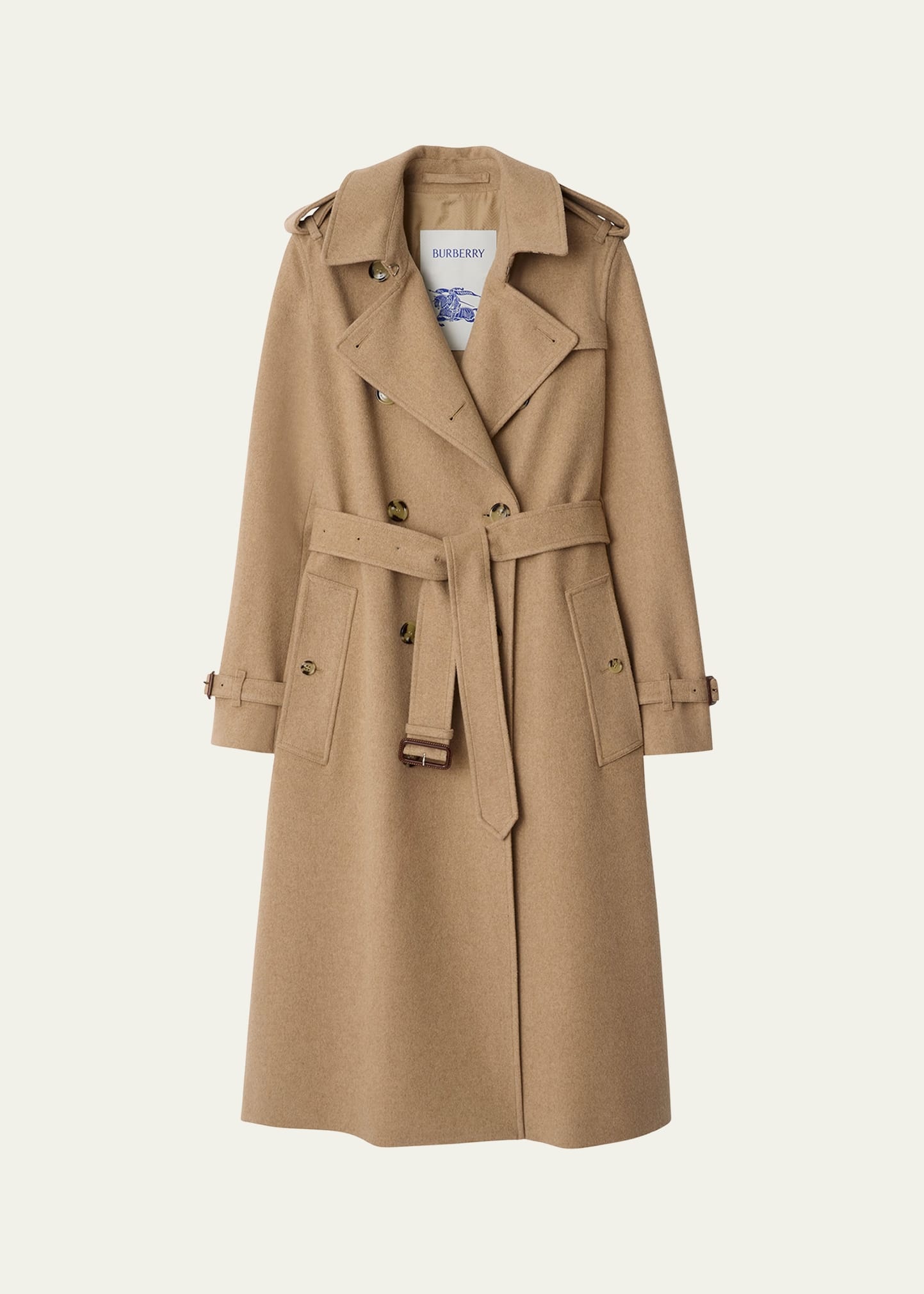 Kensington Belted Cashmere-Wool Double-Breasted Trench Coat - 1
