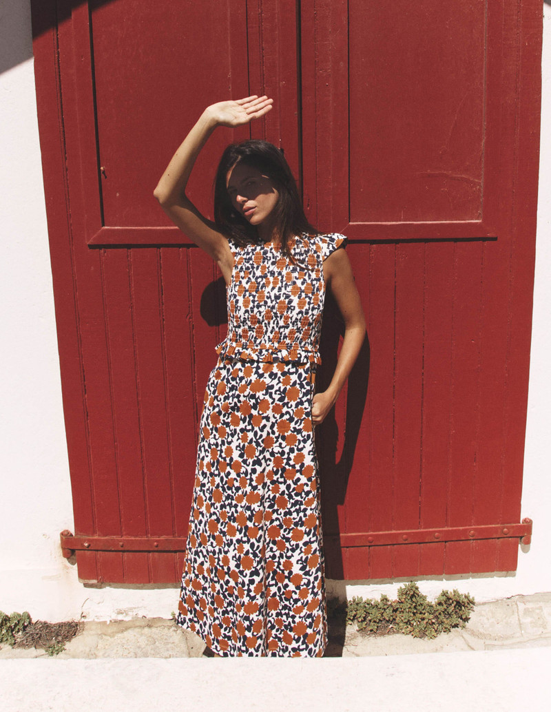 Carolina Smocked Midi Dress-Cognanc, Floweret Vine 7