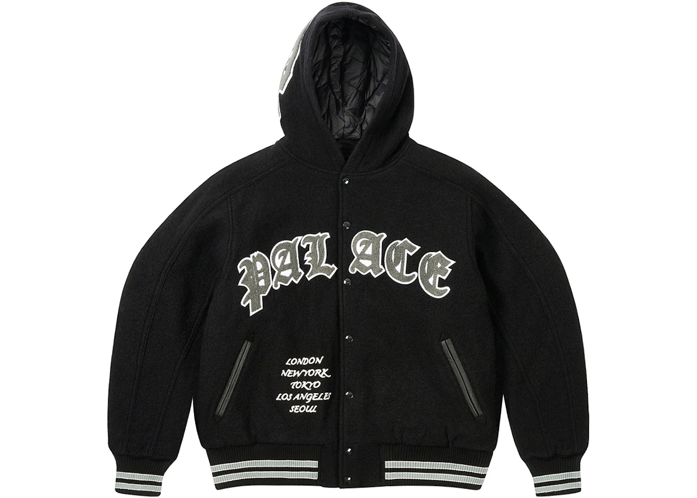 Palace Hooded Varsity Jacket Black - 1