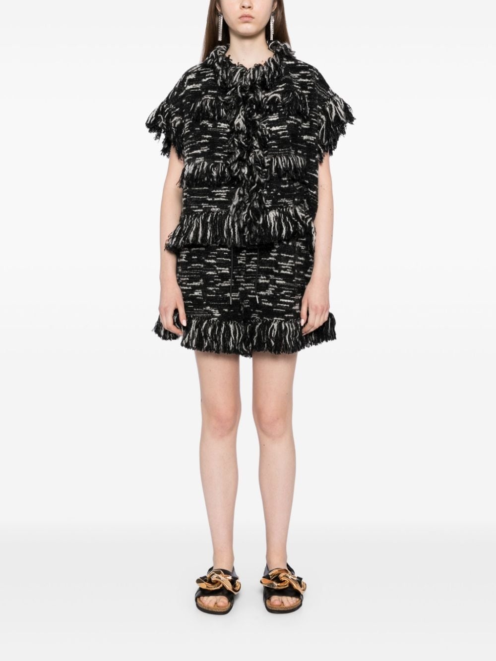 fringed-edge knitted jacket - 2