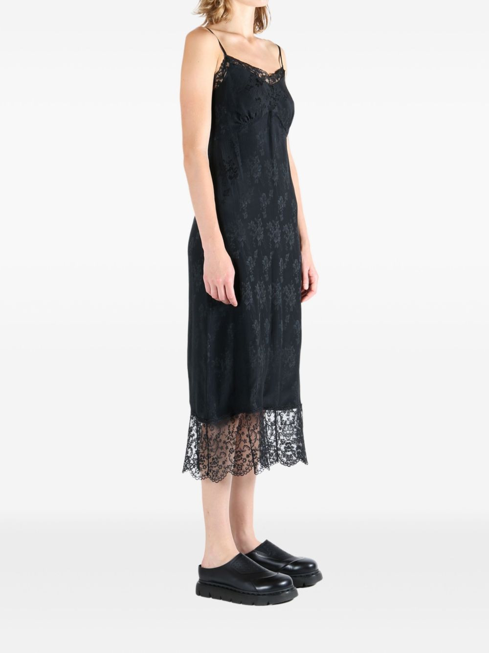 floral-lace slip midi dress - 3