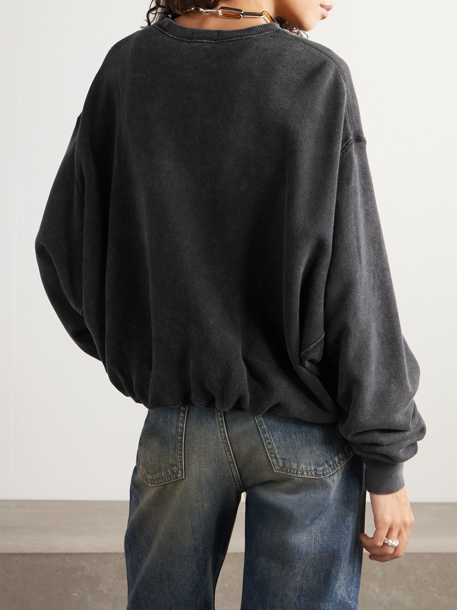 Balloon oversized appliquéd cotton and Lyocell-blend jersey sweatshirt Black - 3