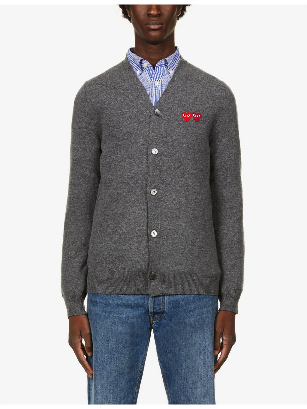 Logo-embroidered V-neck wool cardigan - 3