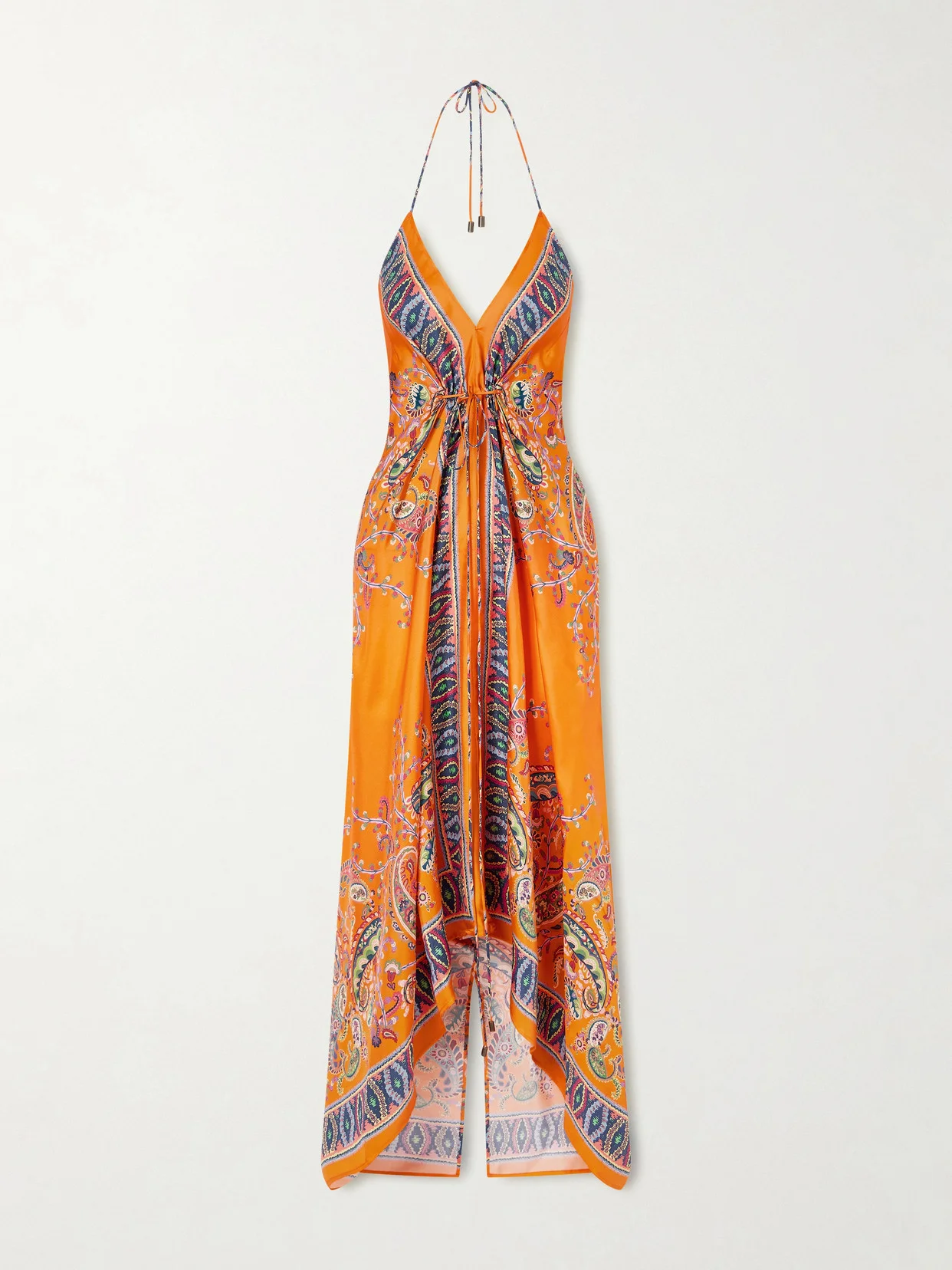 Paisley-print Silk-twill Halterneck Maxi Dress - 1