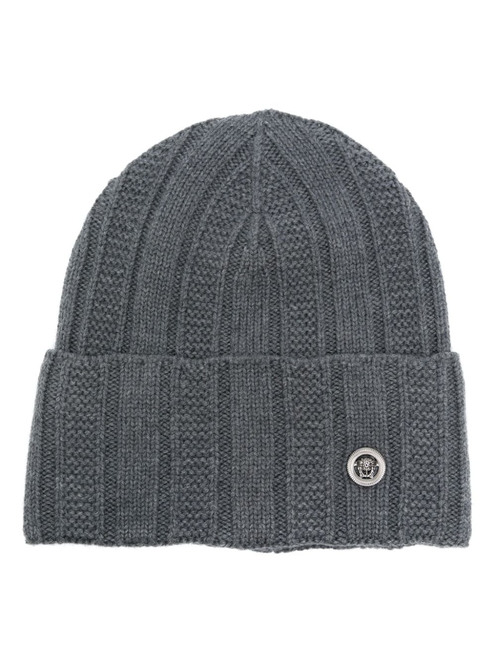 Medusa-plaque ribbed beanie - 1
