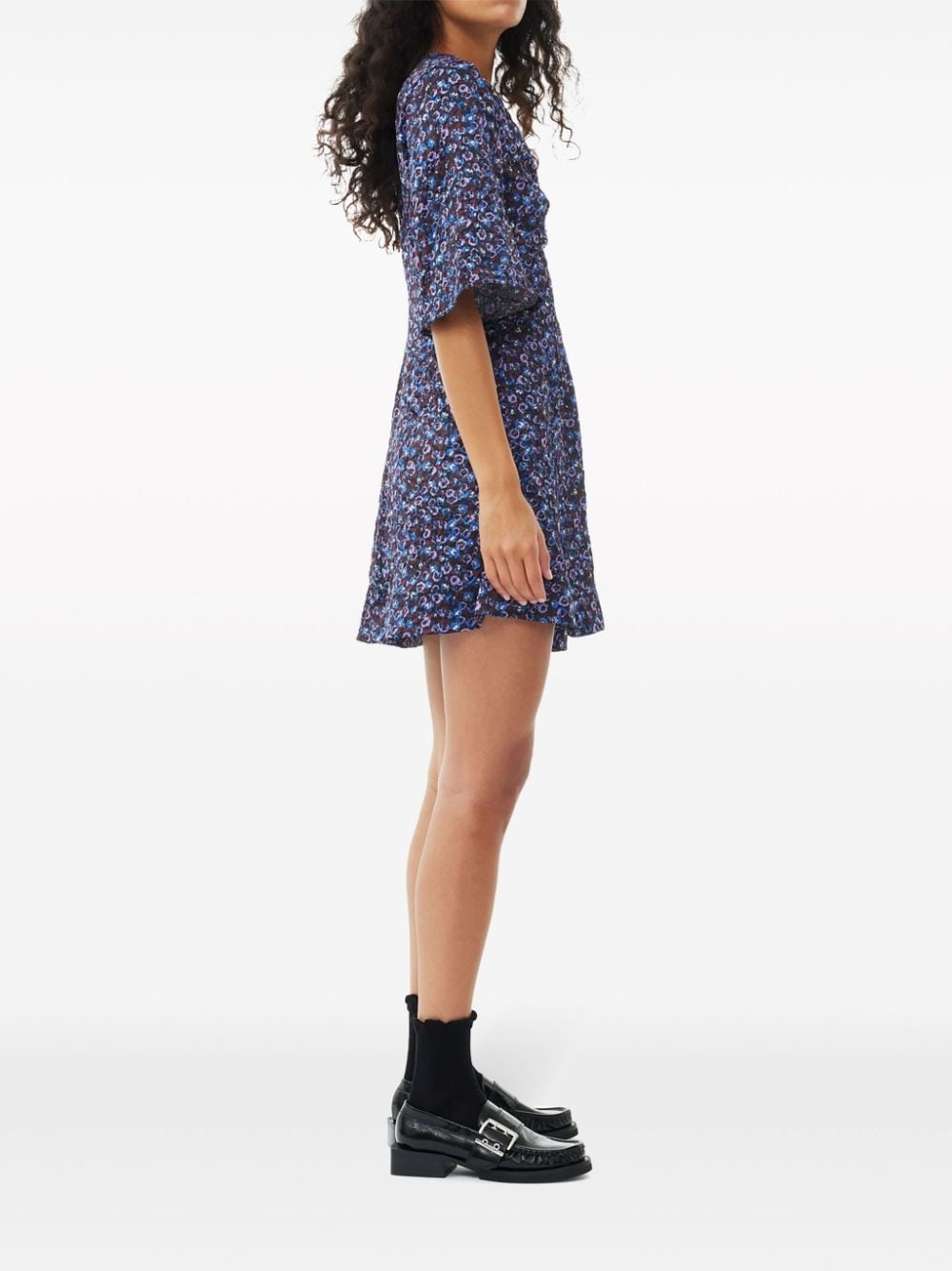 satin V-neck minidress - 3
