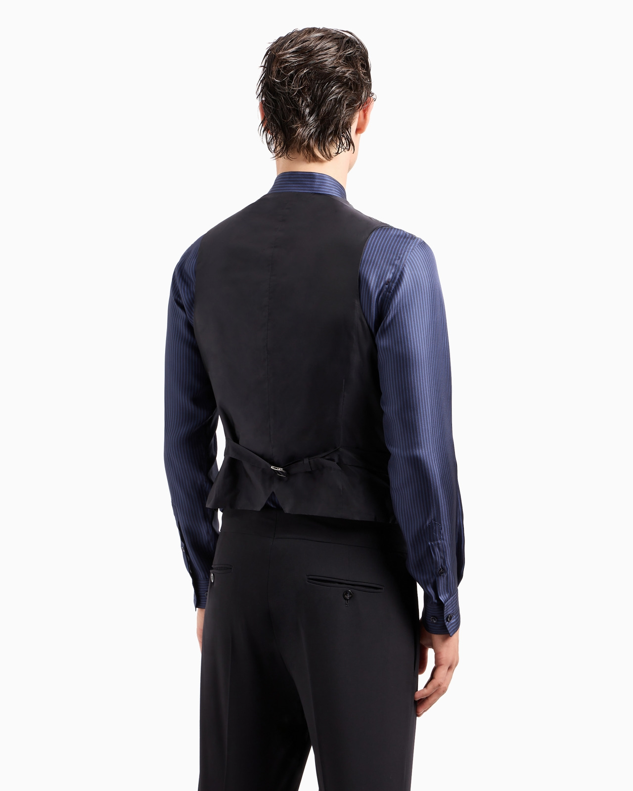 Single-breasted wool-crêpe waistcoat with rhinestone embroidery - 3