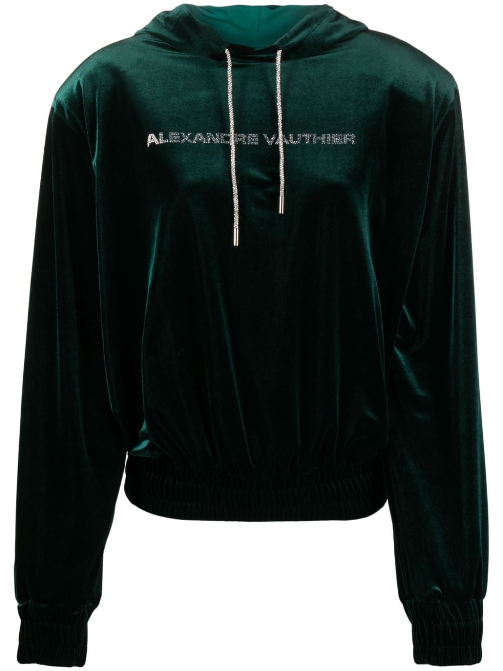 logo-print velour hoodie - 1