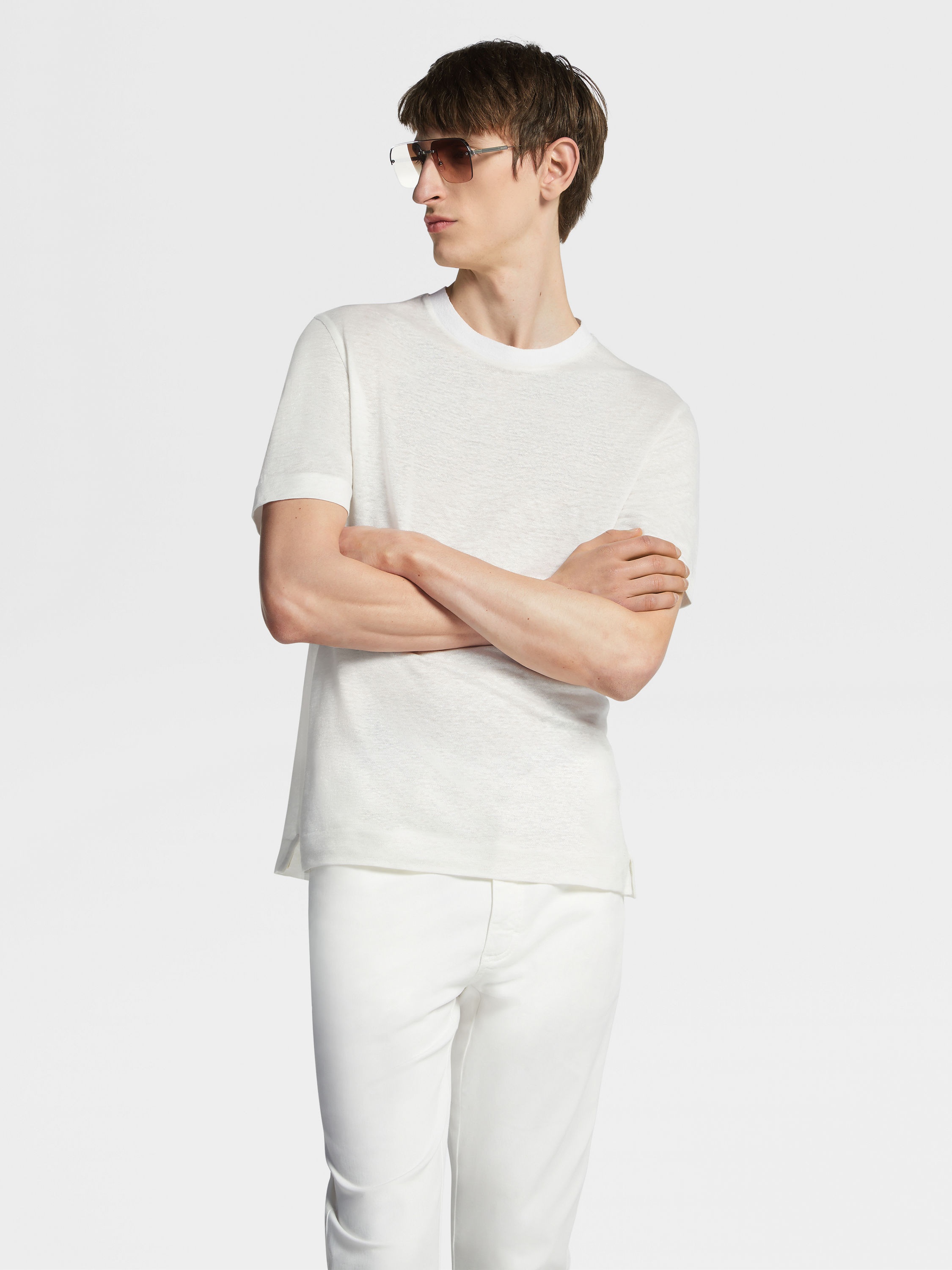 WHITE LINEN T-SHIRT - 5