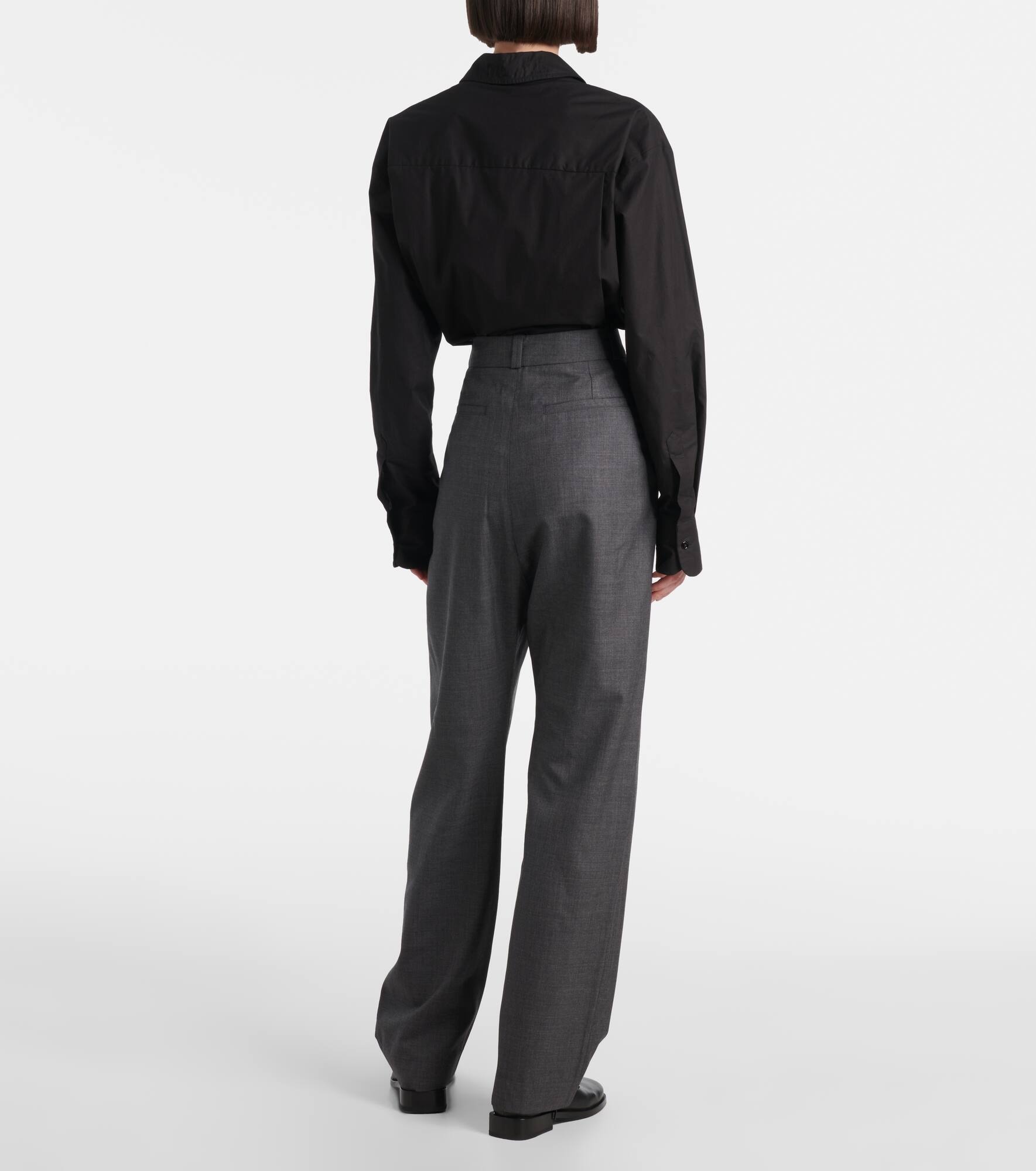 Pleated wool twill straight pants - 3