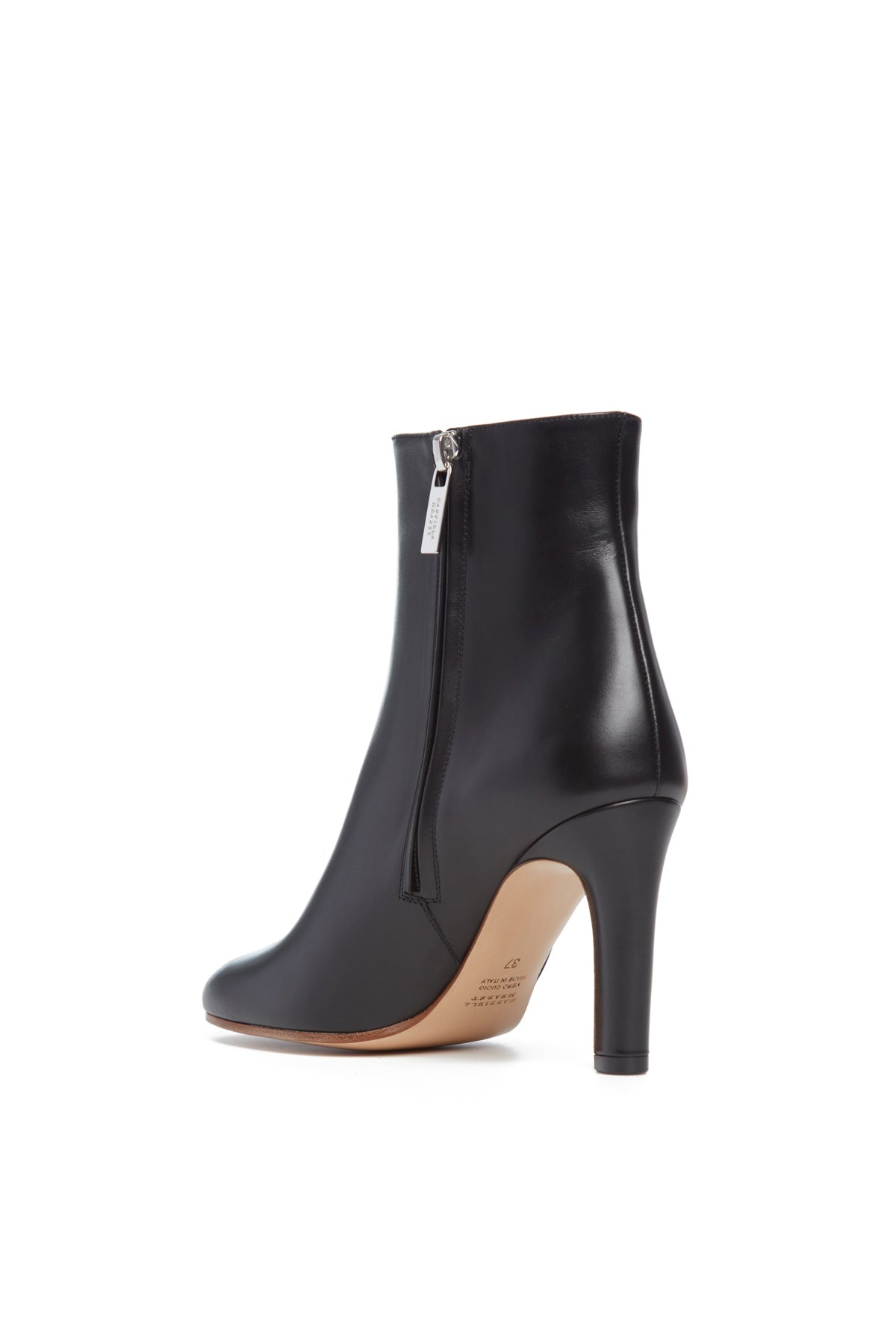 Lila Block Heel Ankle Boot in Black Leather - 3