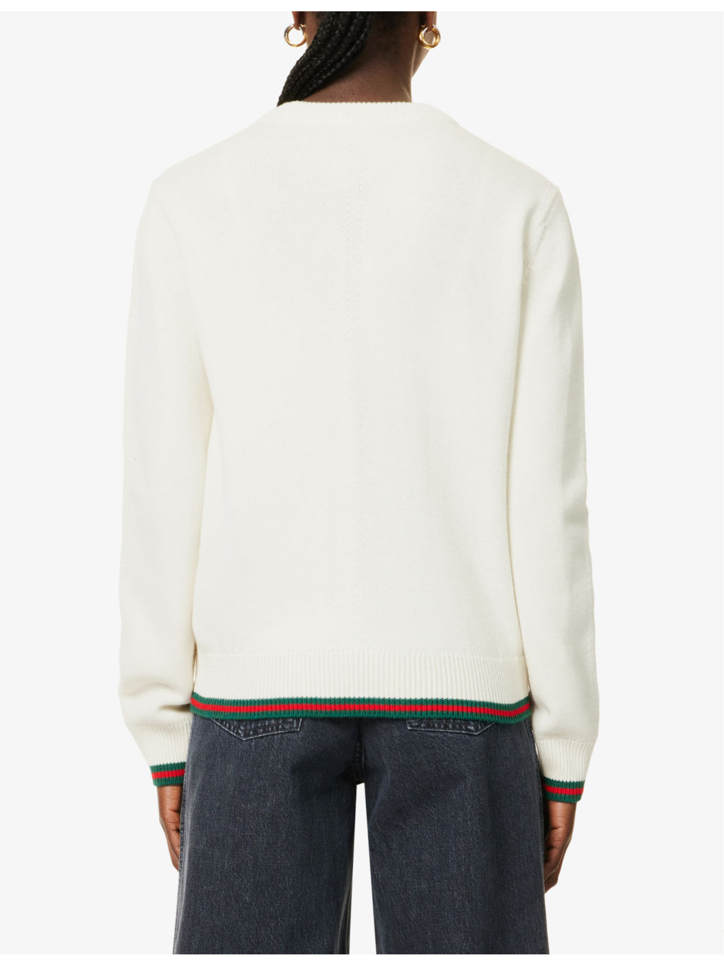 Regular-fit striped-trim wool-cashmere blend knit jumper - 4