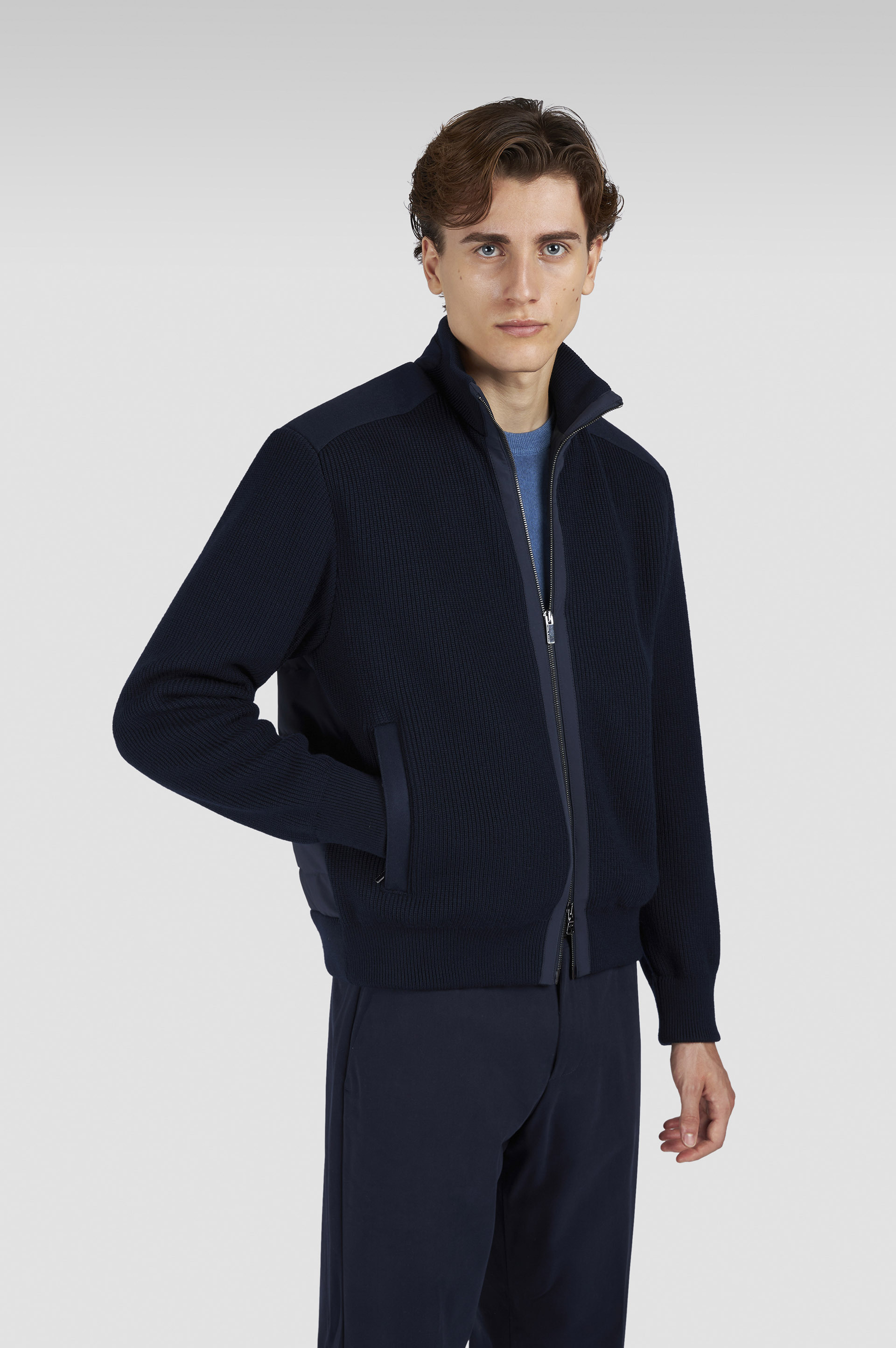ZIP-UP CARDIGAN IN SOFT COOL TOUCH WOOL WITH TYPHOON® RE-4X4 STRETCH DETAILS - 8
