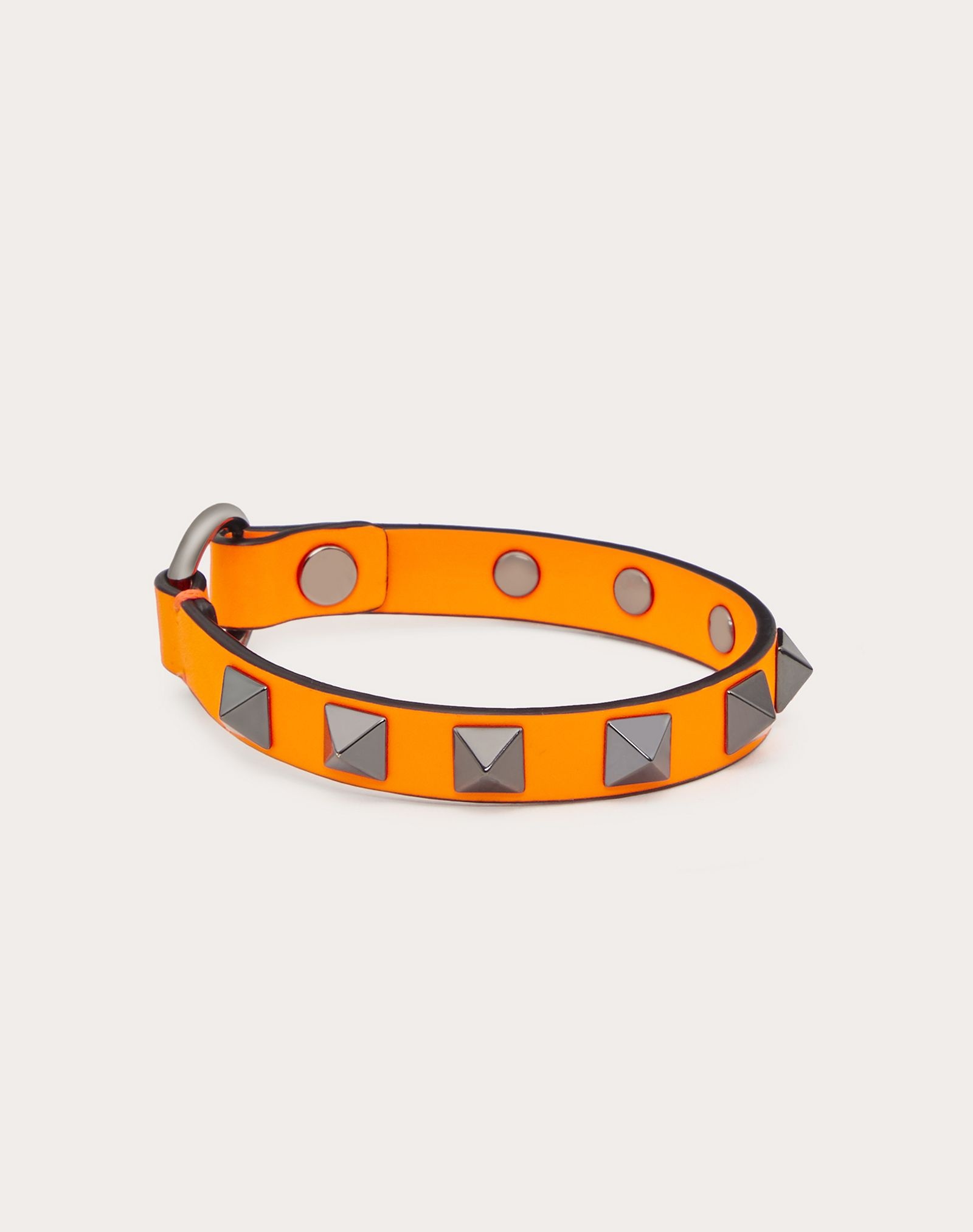 Rockstud Leather Bracelet with ruthenium studs - 3