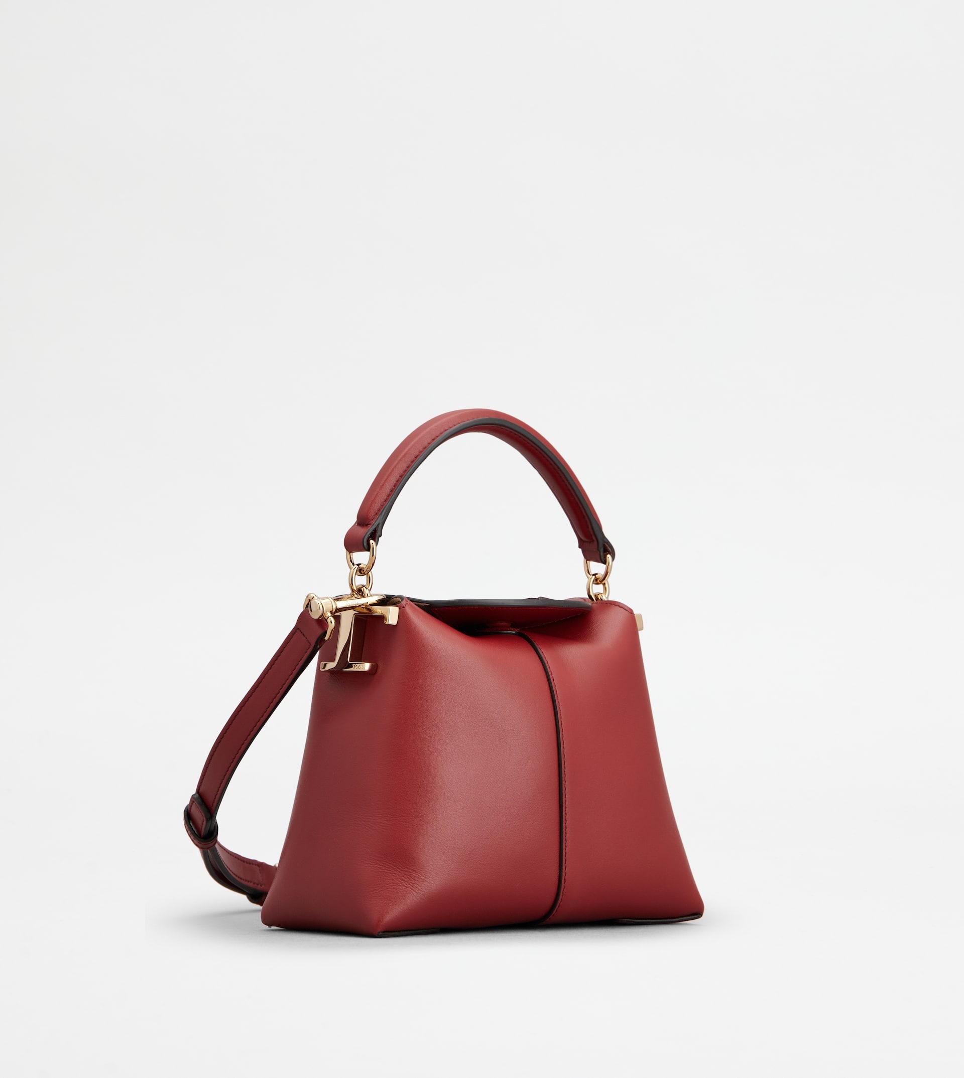 TOD'S T CASE TOTE MESSENGER BAG IN LEATHER MICRO - BURGUNDY - 3