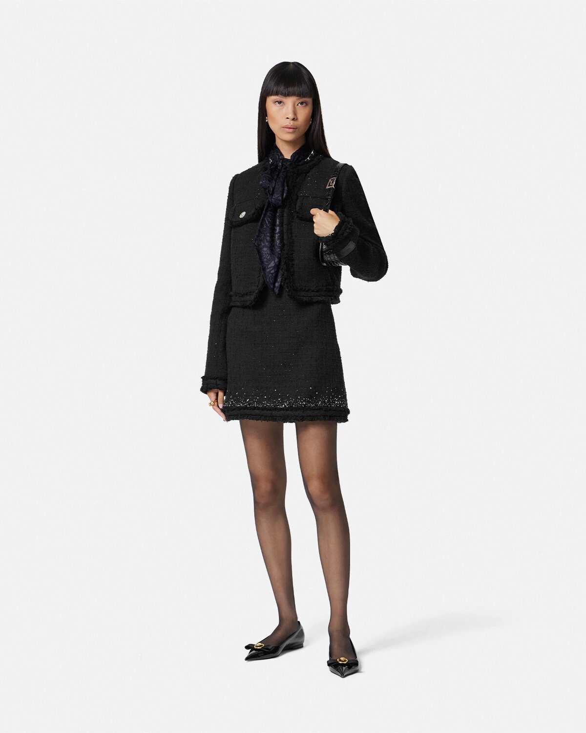 Embellished Tweed Mini Skirt - 2