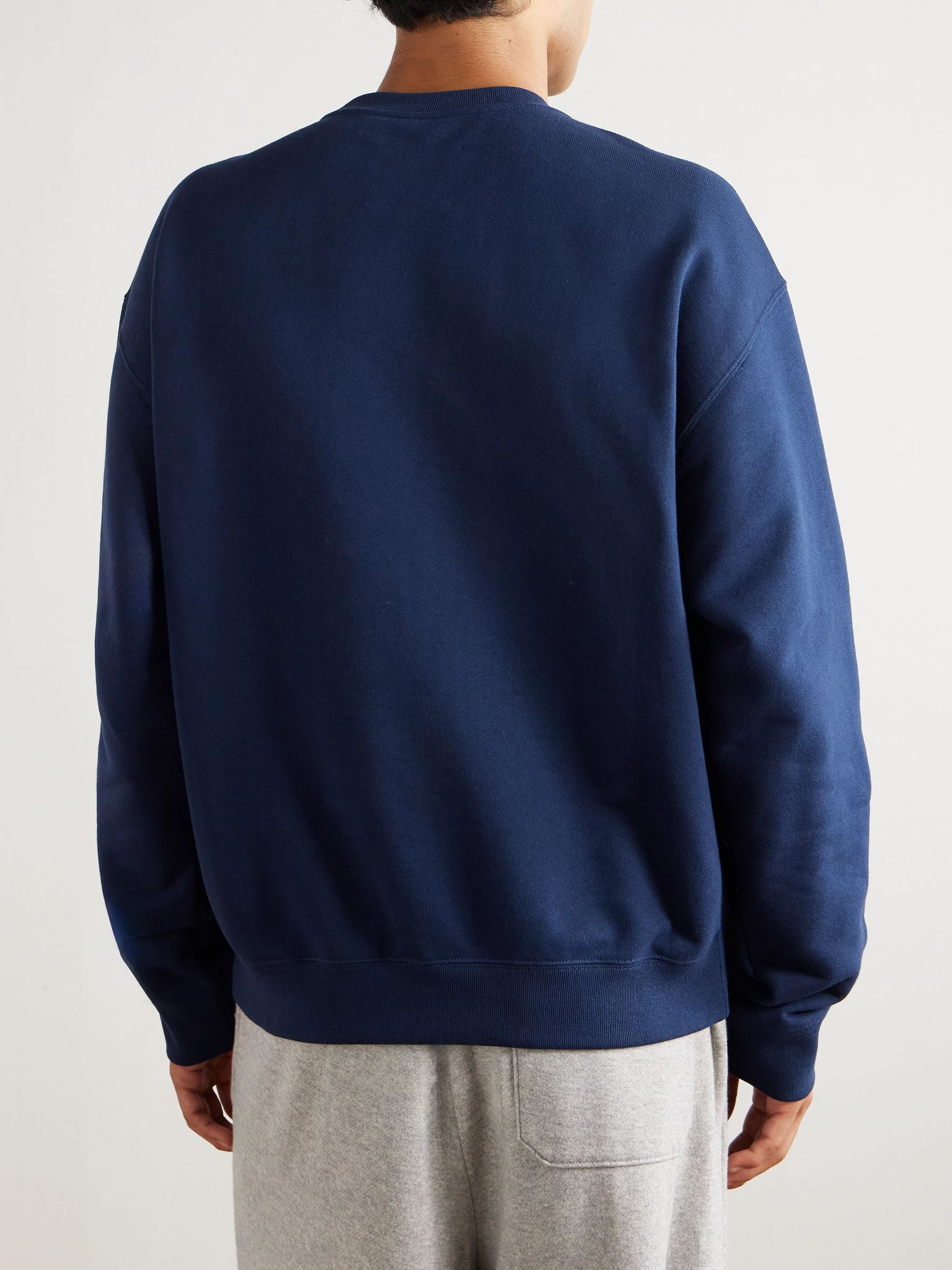 Logo-Print Cotton-Jersey Sweatshirt Navy - 3