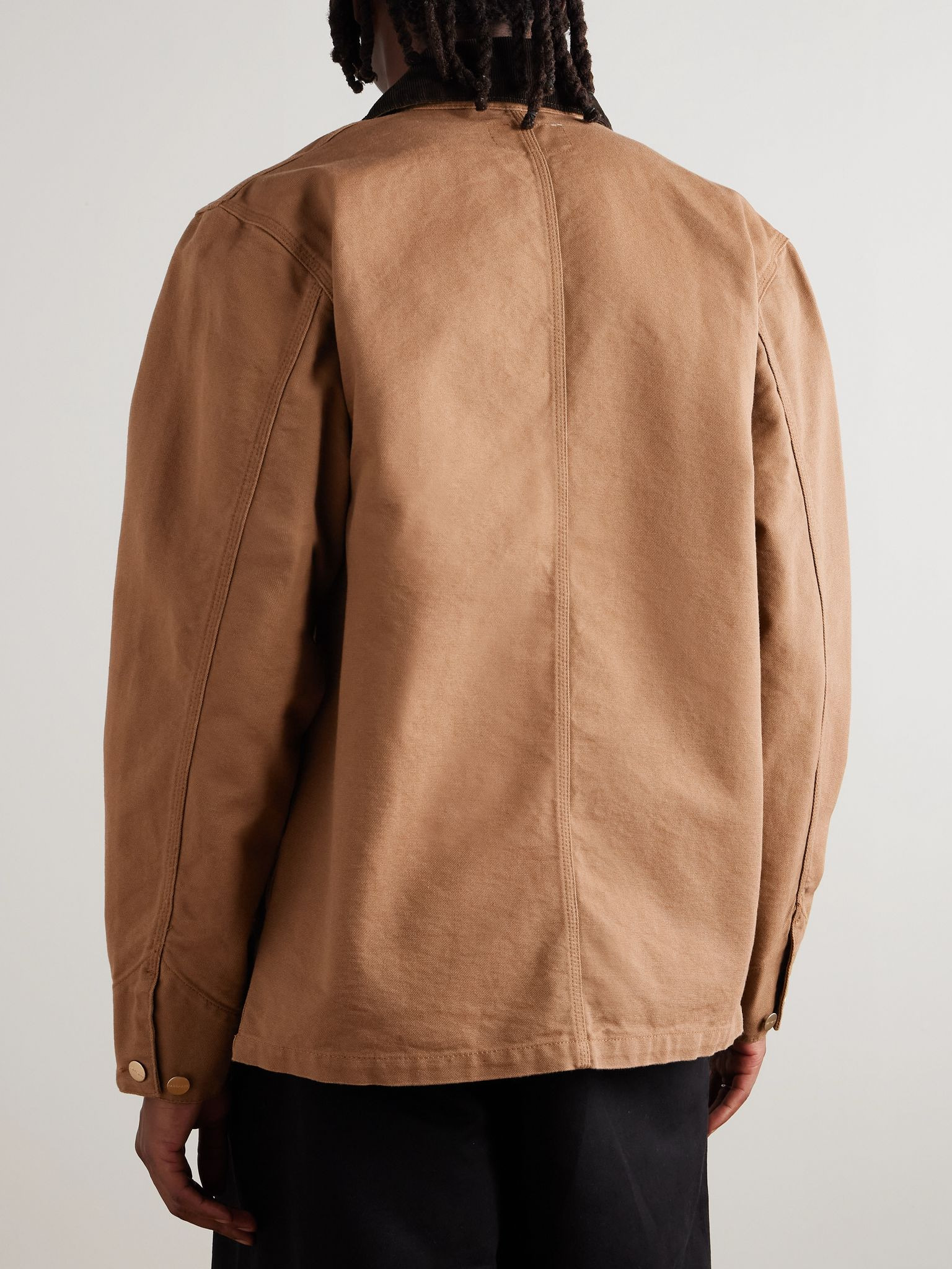 Michigan Corduroy-Trimmed Organic Cotton-Canvas Chore Jacket Brown - 3