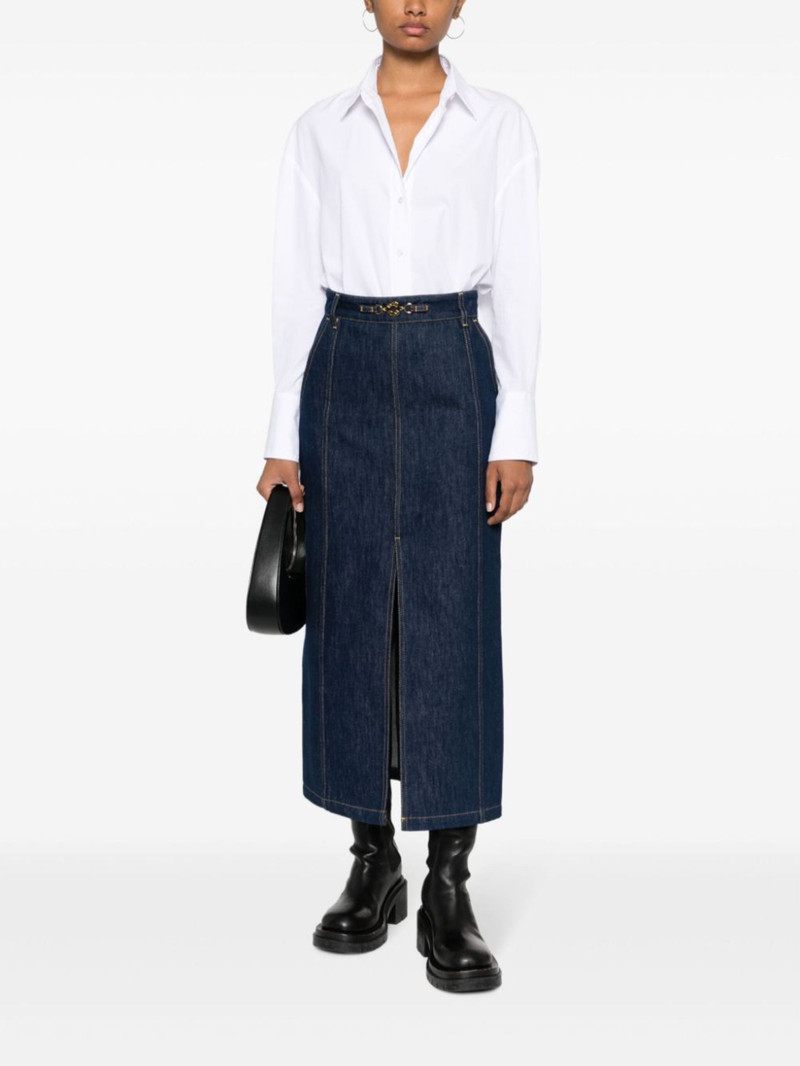 PATOU slit-detail organic-denim midi skirt outlook