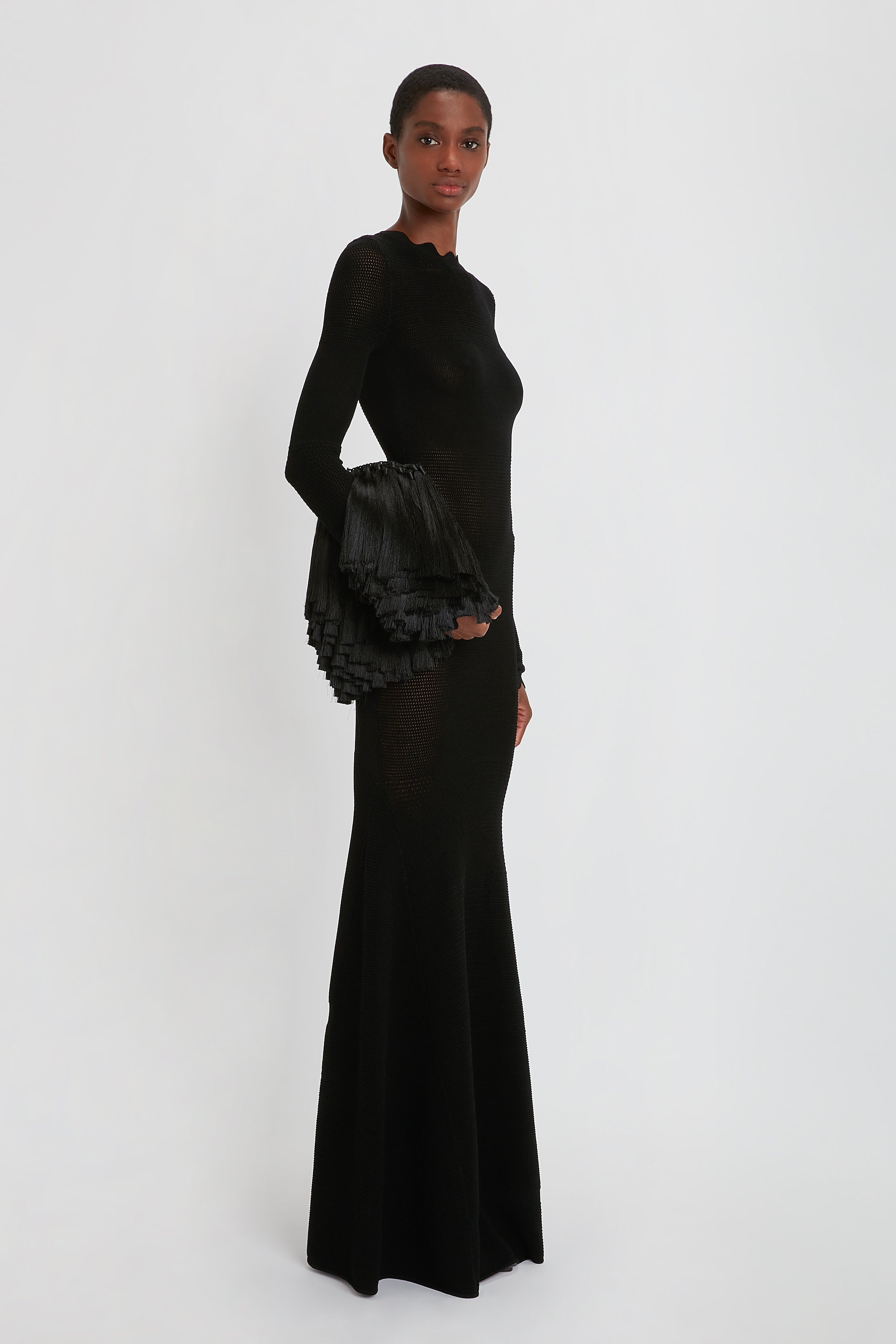 Mini Tassel Pouch in Black - 9