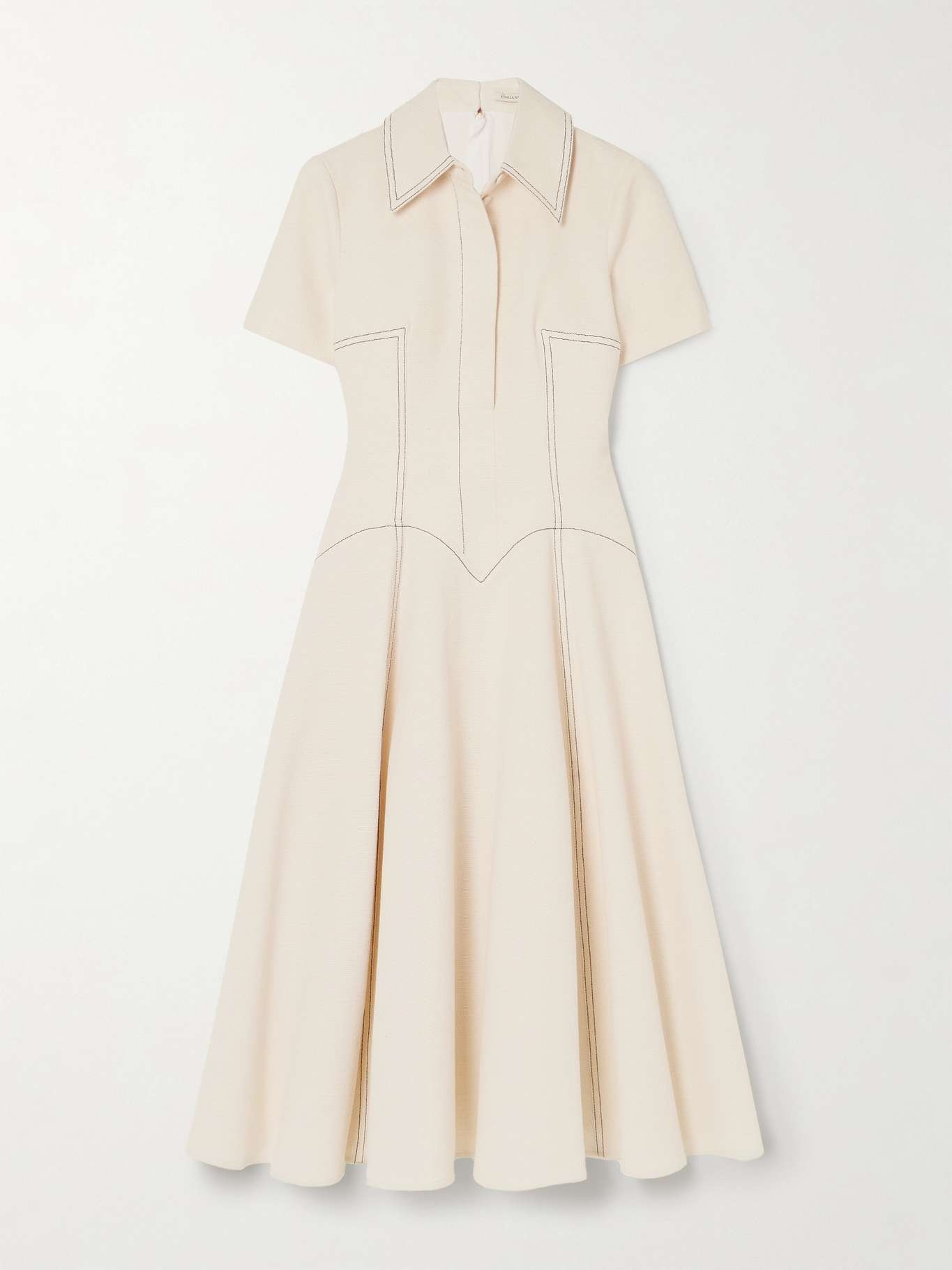Jody paneled topstitched denim midi dress - 1
